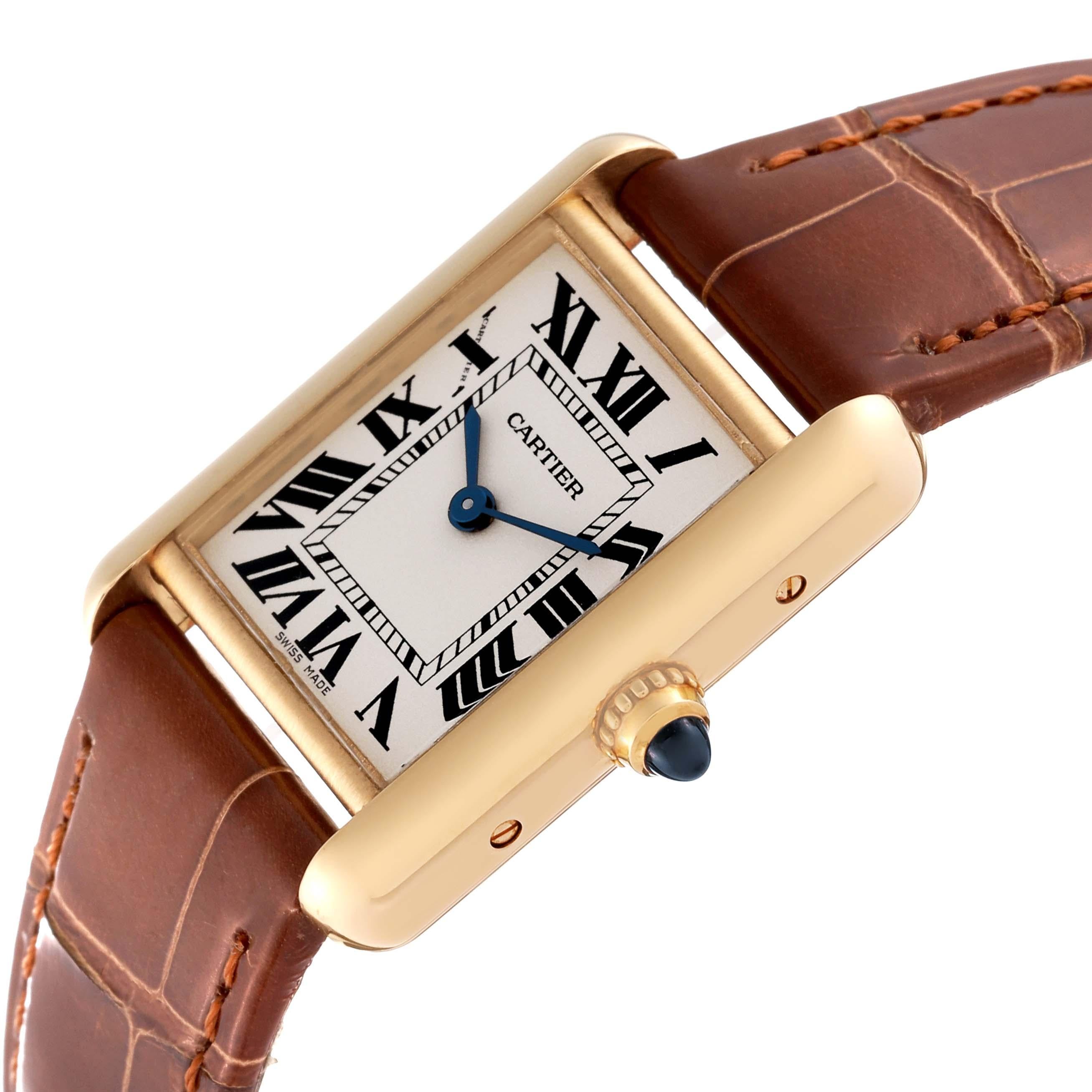 Cartier Tank Louis Small Yellow Gold Brown Strap Ladies Watch W1529856 1