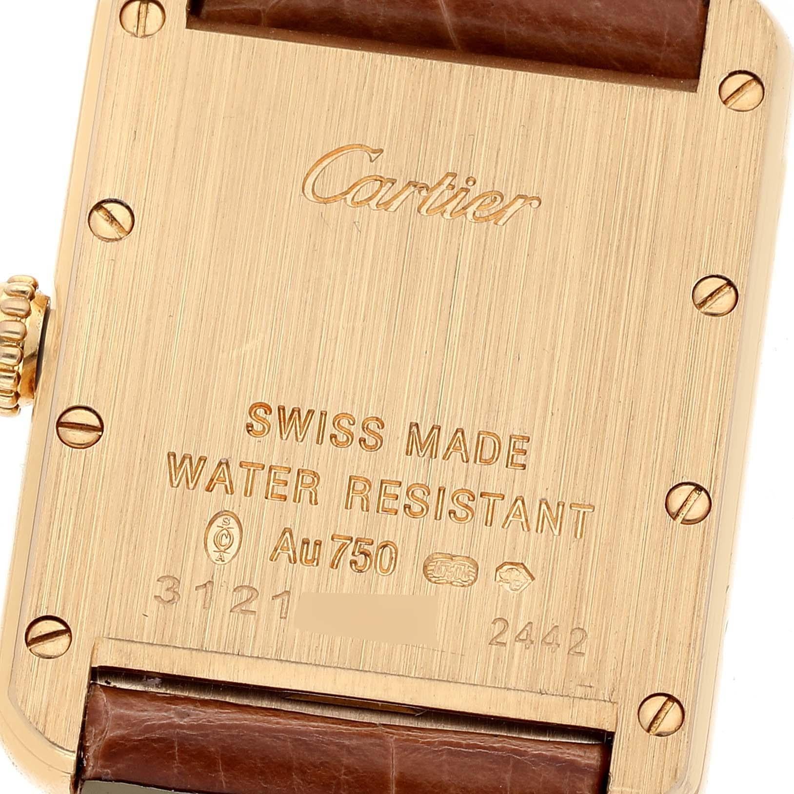 Women's Cartier Tank Louis Small Yellow Gold Brown Strap Ladies Watch W1529856