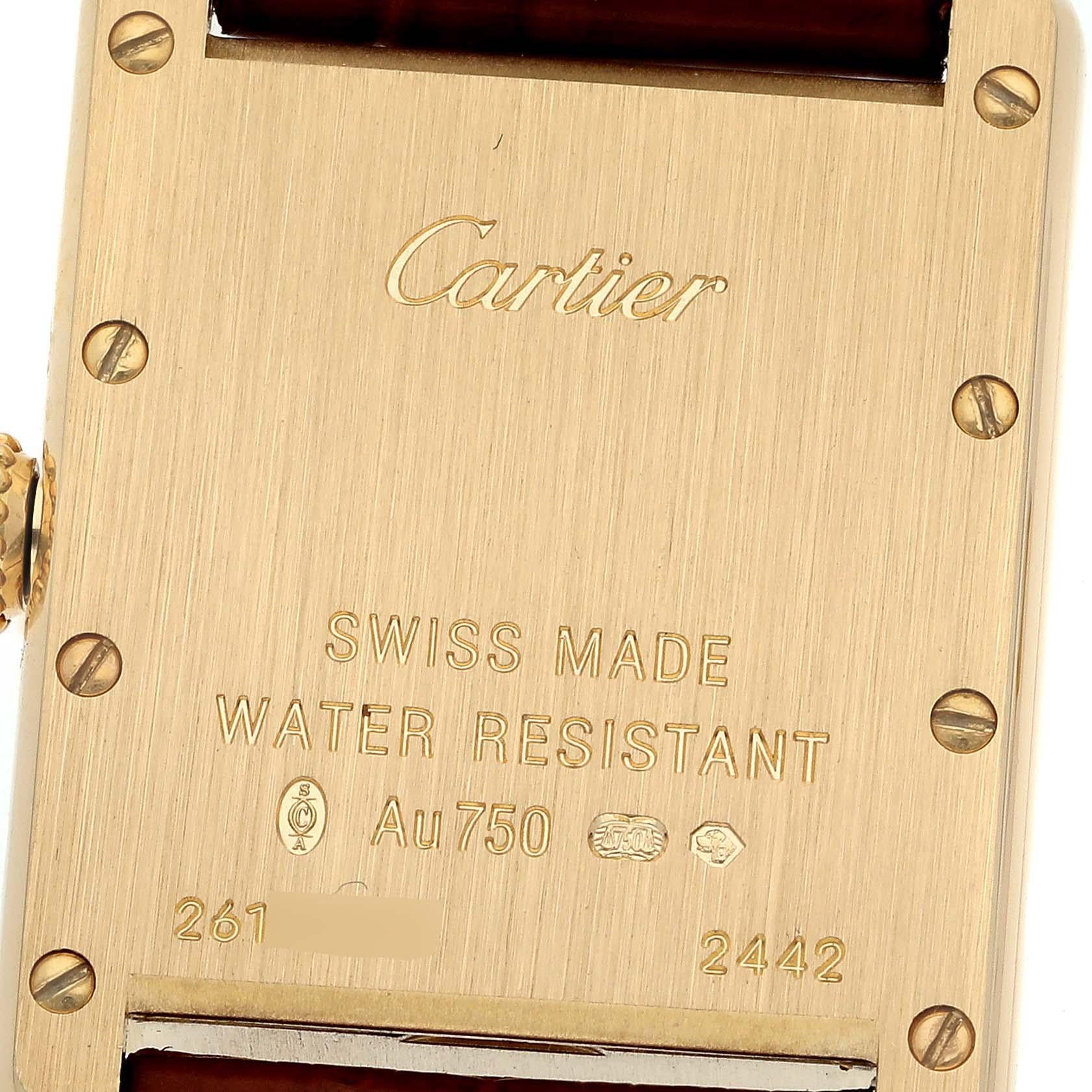 Cartier Tank Louis Small Yellow Gold Brown Strap Ladies Watch W1529856 en vente 2