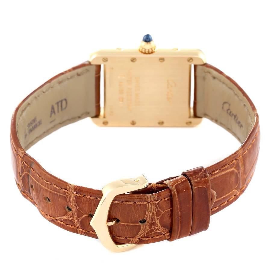 Women's Cartier Tank Louis Small Yellow Gold Brown Strap Ladies Watch W1529856