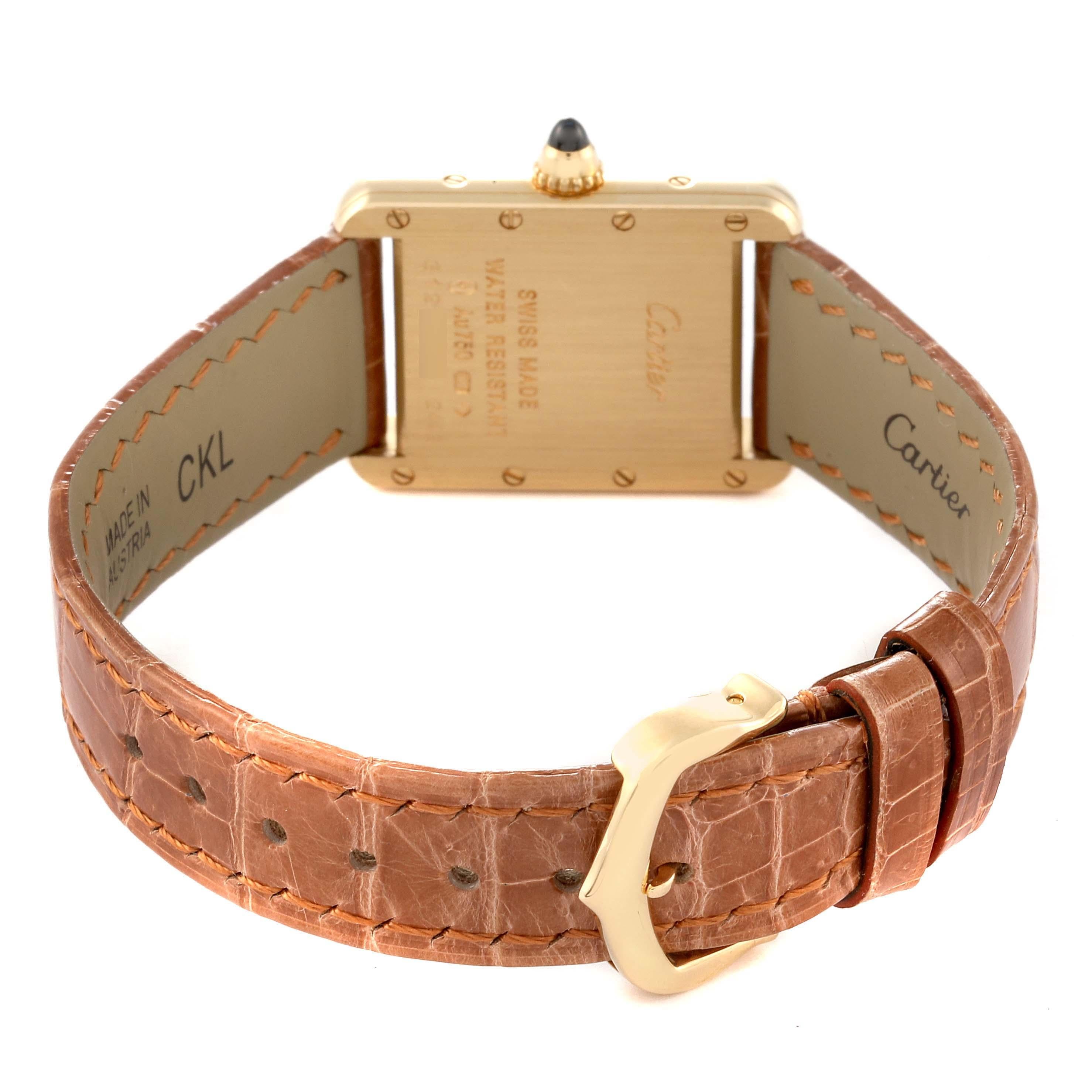 Cartier Tank Louis Small Yellow Gold Brown Strap Ladies Watch W1529856 1