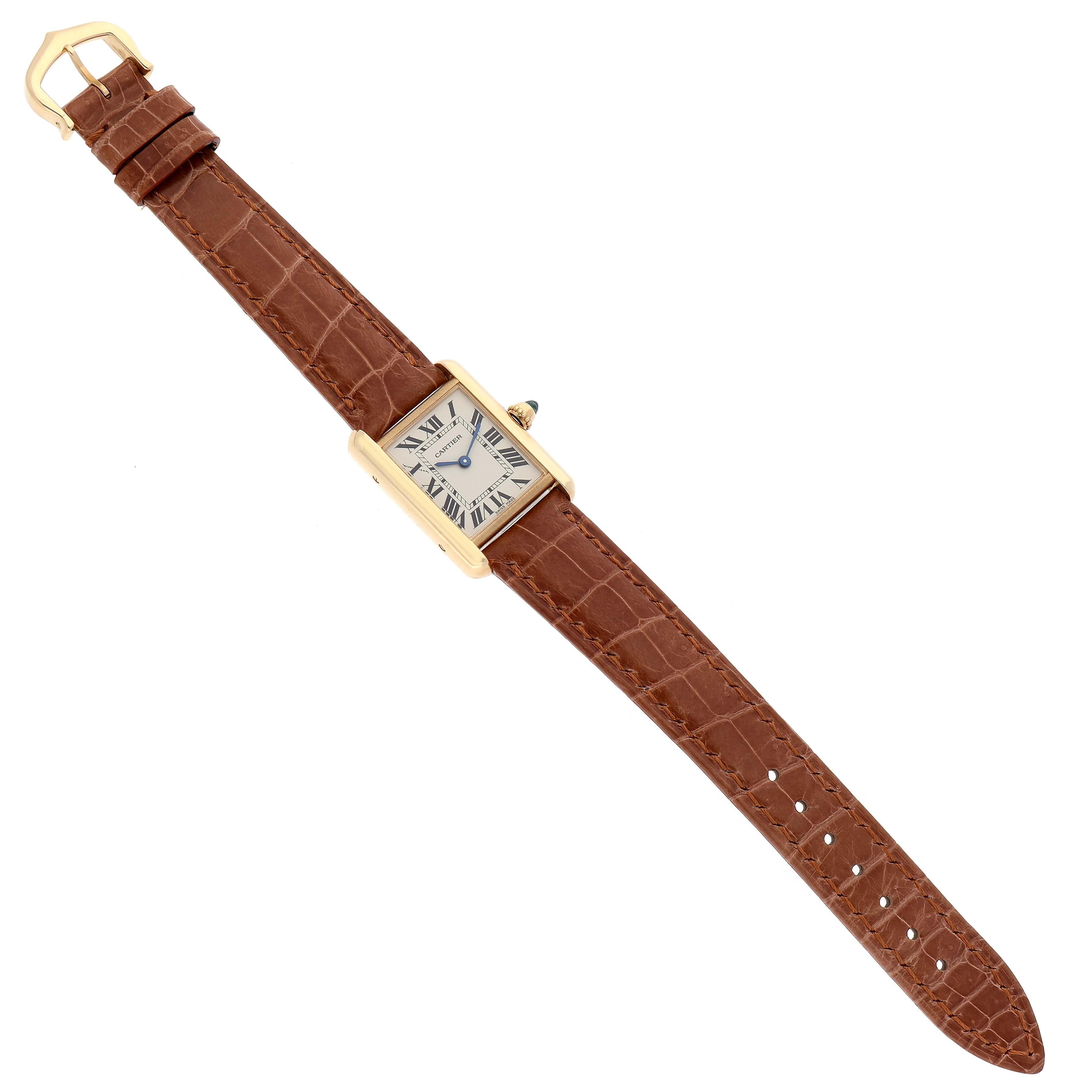 Cartier Tank Louis Small Yellow Gold Brown Strap Ladies Watch W1529856 2