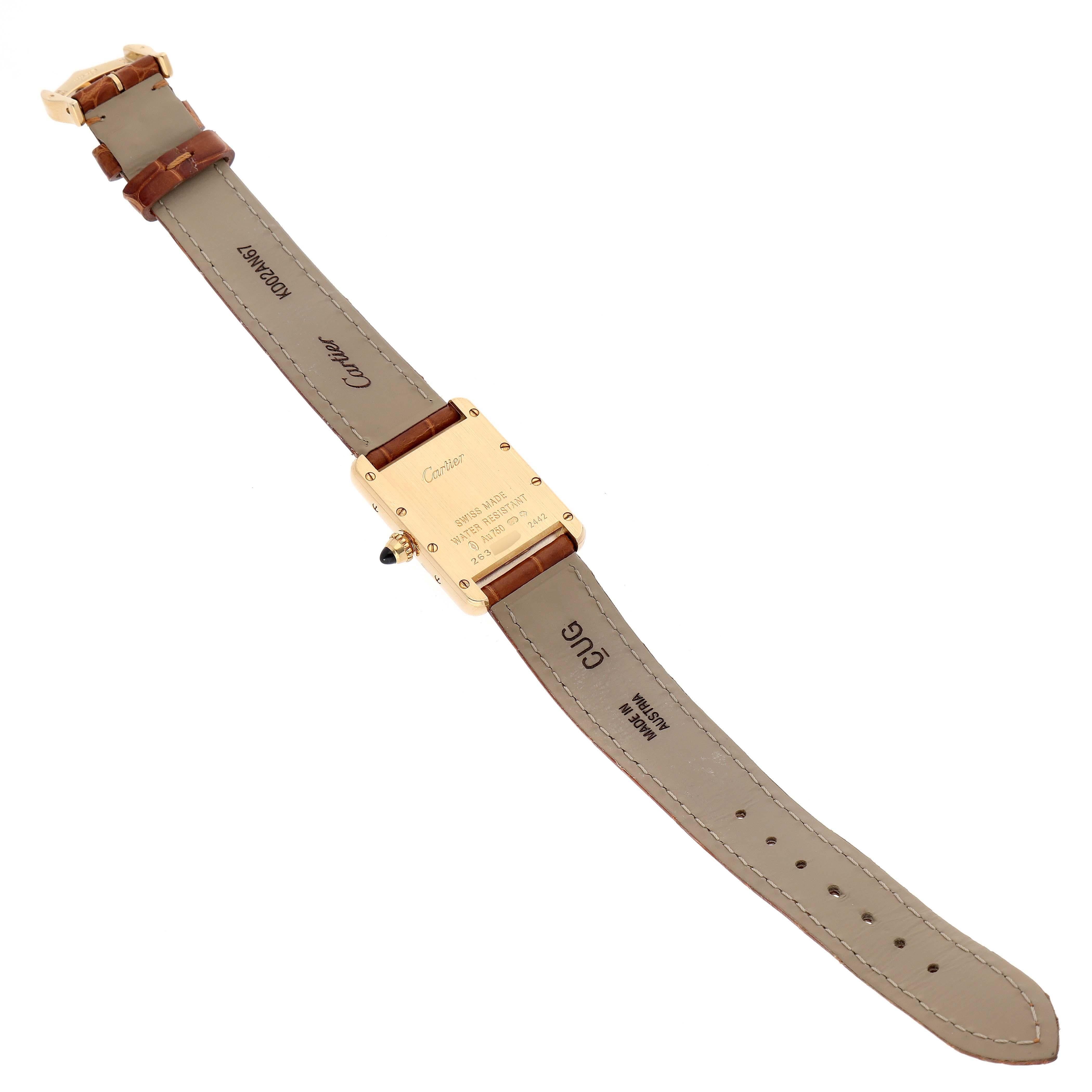 Cartier Tank Louis Small Yellow Gold Brown Strap Ladies Watch W1529856 4