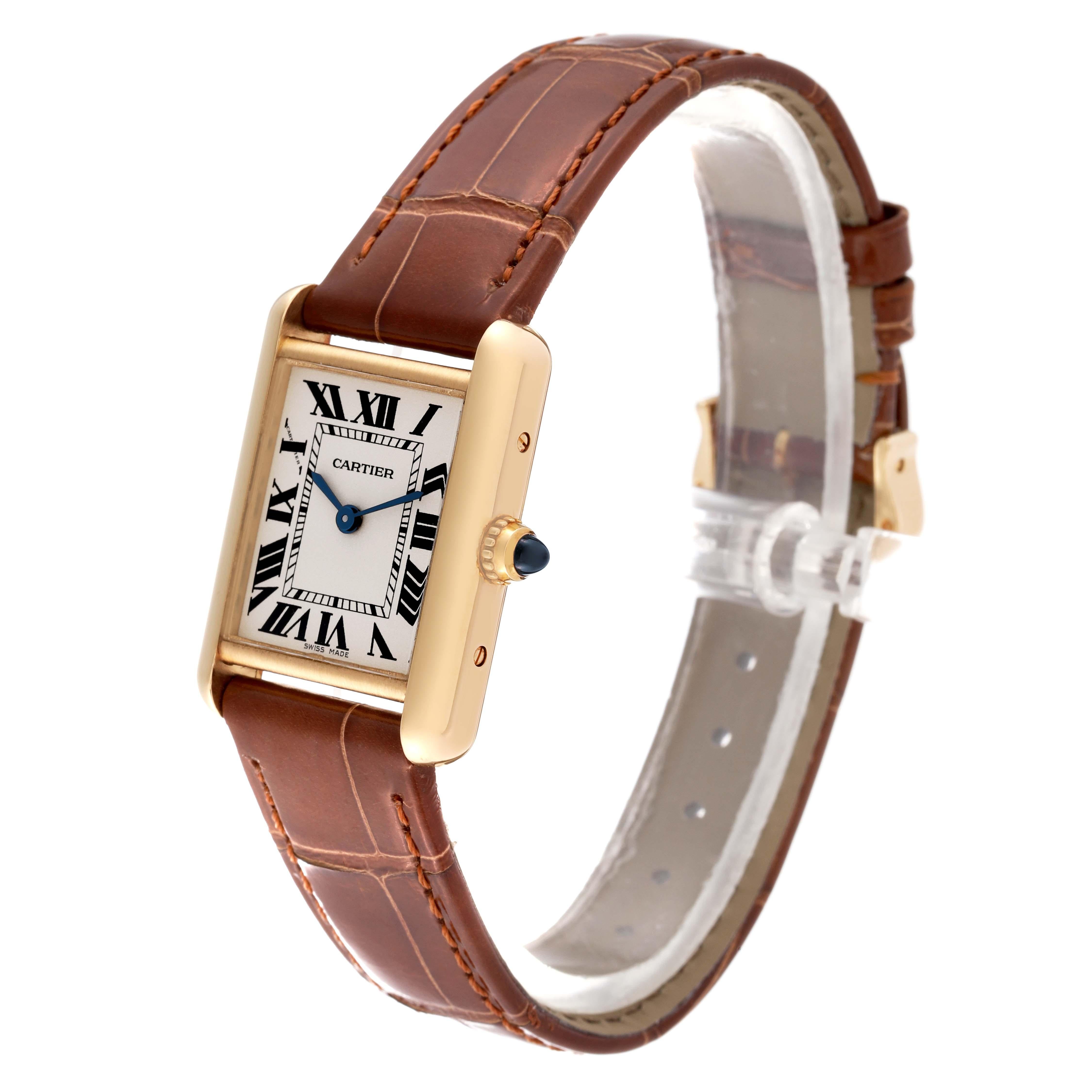 Cartier Tank Louis Small Yellow Gold Brown Strap Ladies Watch W1529856 4