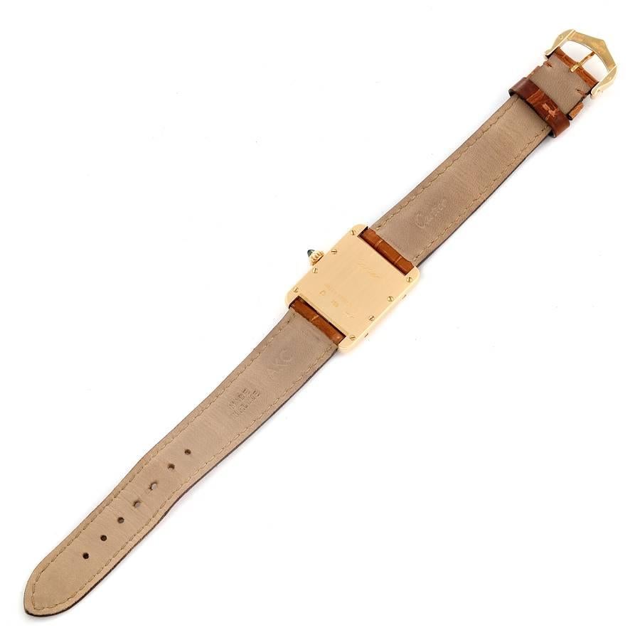 Cartier Tank Louis Small Yellow Gold Brown Strap Ladies Watch W1529856 3