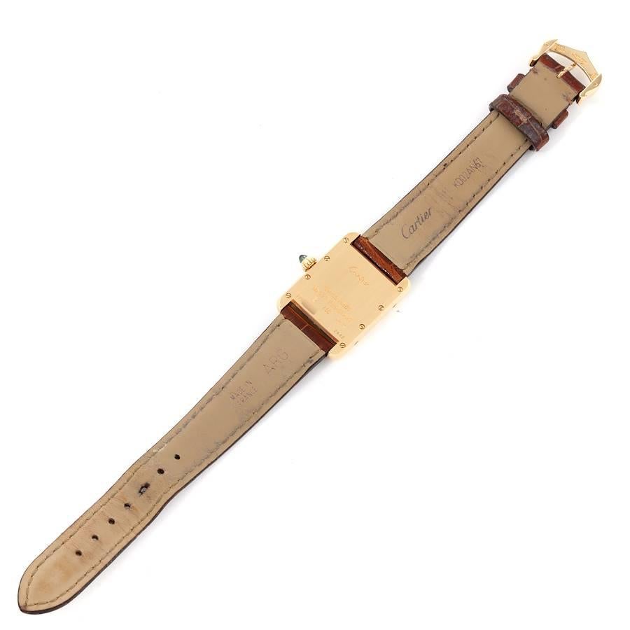 Cartier Tank Louis Small Yellow Gold Brown Strap Ladies Watch W1529856 2