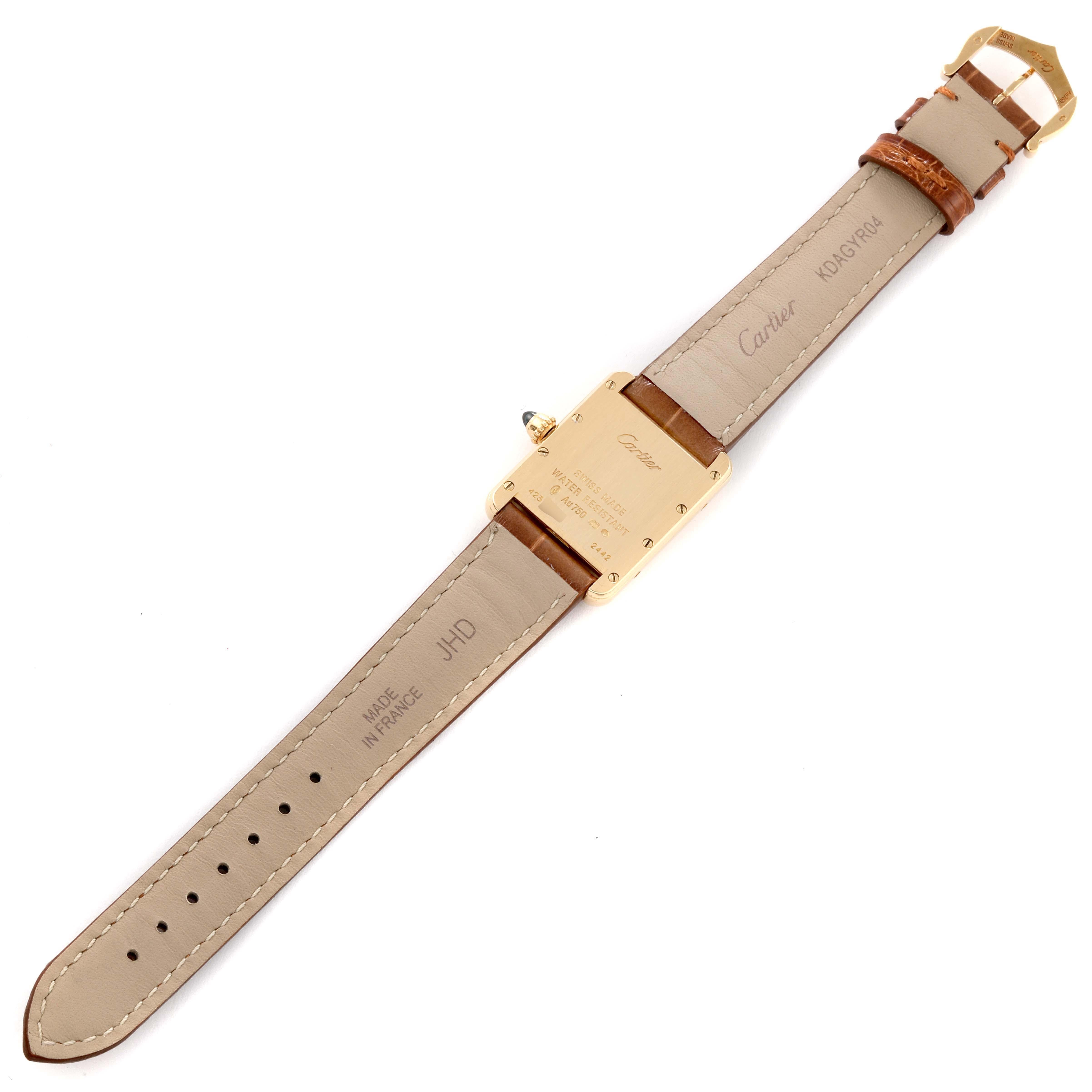 Cartier Tank Louis Small Yellow Gold Brown Strap Ladies Watch W1529856 5