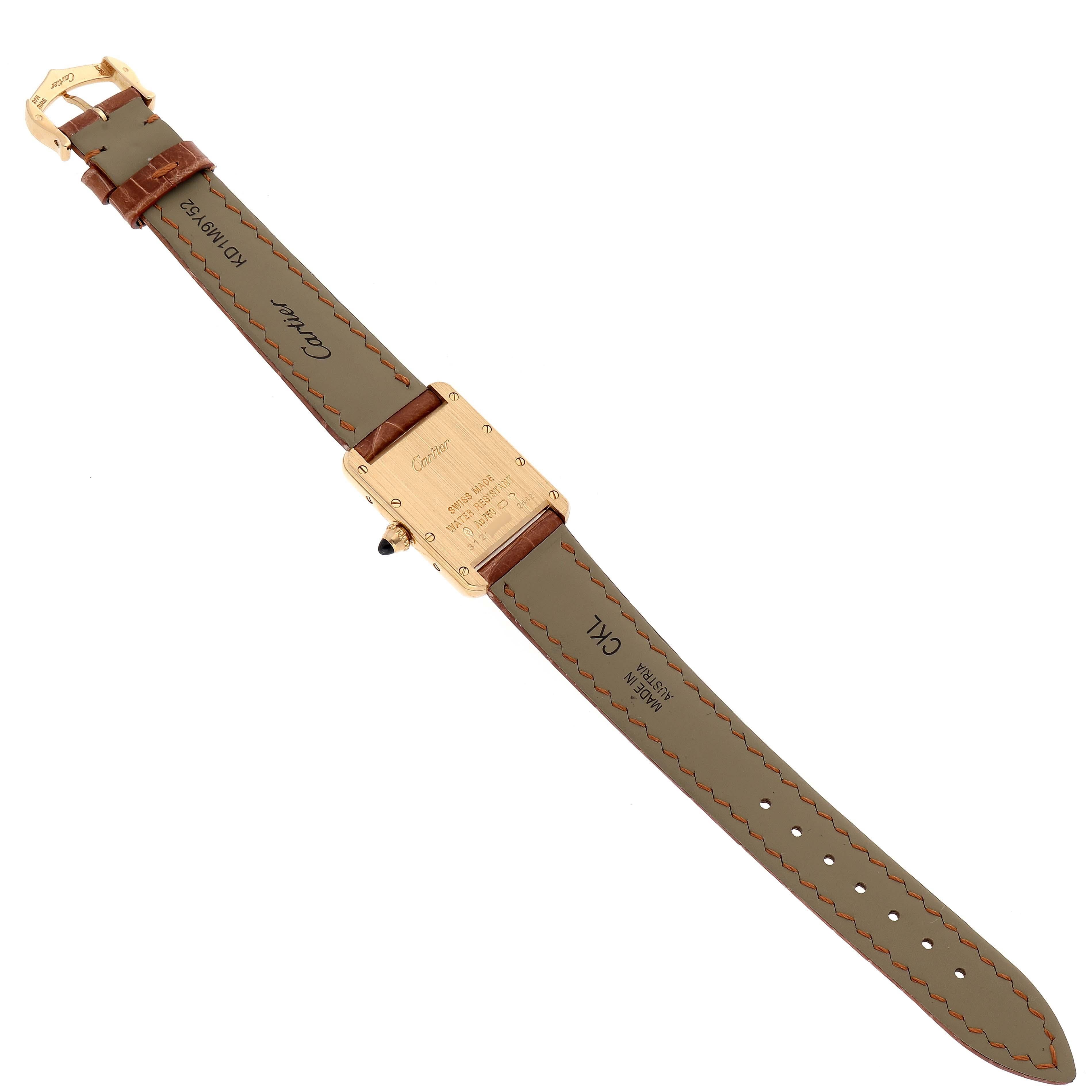 Cartier Tank Louis Small Yellow Gold Brown Strap Ladies Watch W1529856 3