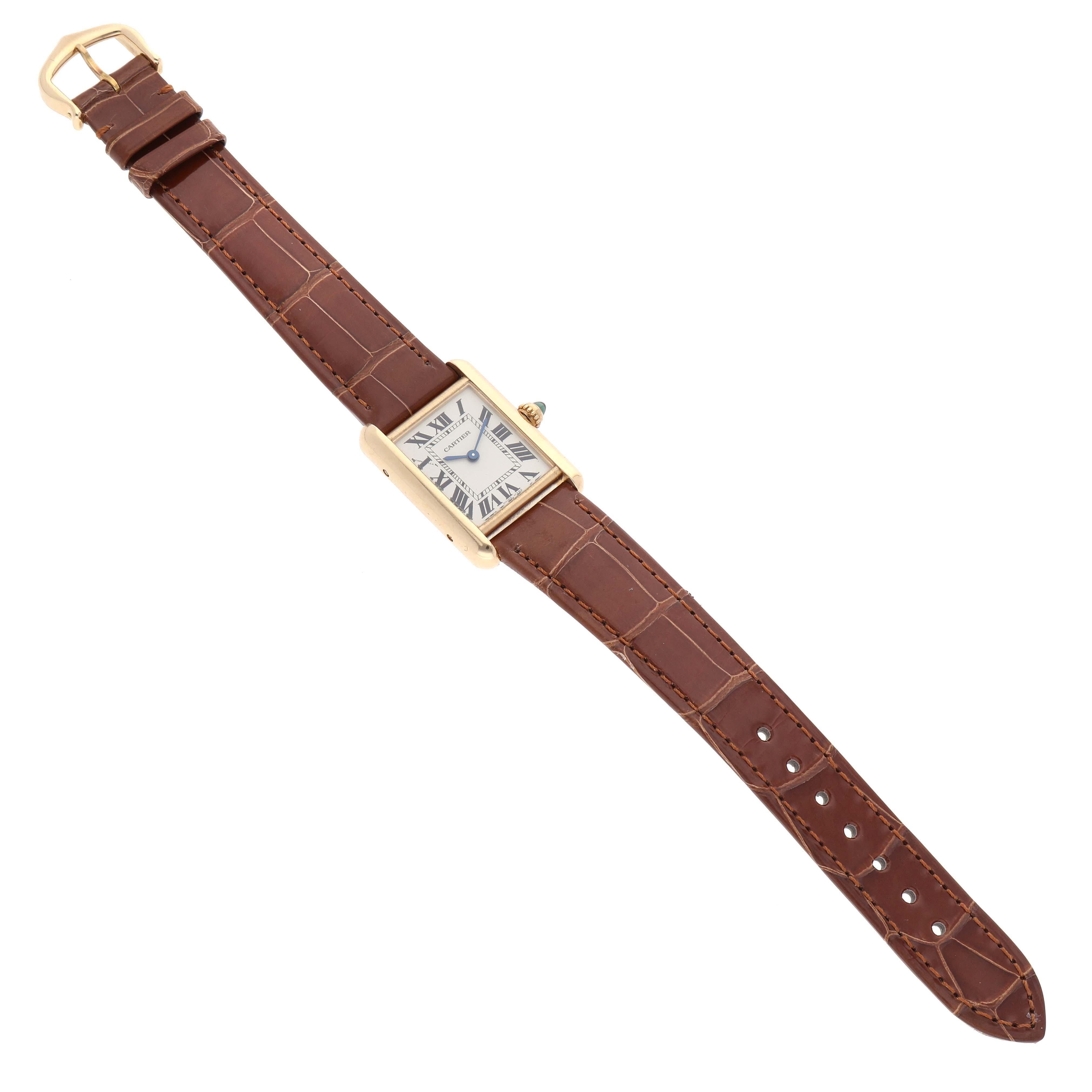 Cartier Tank Louis Small Yellow Gold Brown Strap Ladies Watch W1529856 5
