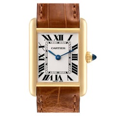 Cartier Tank Louis Small Yellow Gold Brown Strap Ladies Watch W1529856