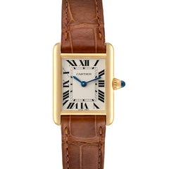 Cartier Tank Louis Small Yellow Gold Brown Strap Ladies Watch W1529856