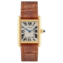 Cartier Tank Louis Small Yellow Gold Brown Strap Ladies Watch W1529856