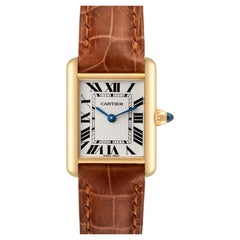 Cartier Tank Louis Small Yellow Gold Brown Strap Ladies Watch W1529856