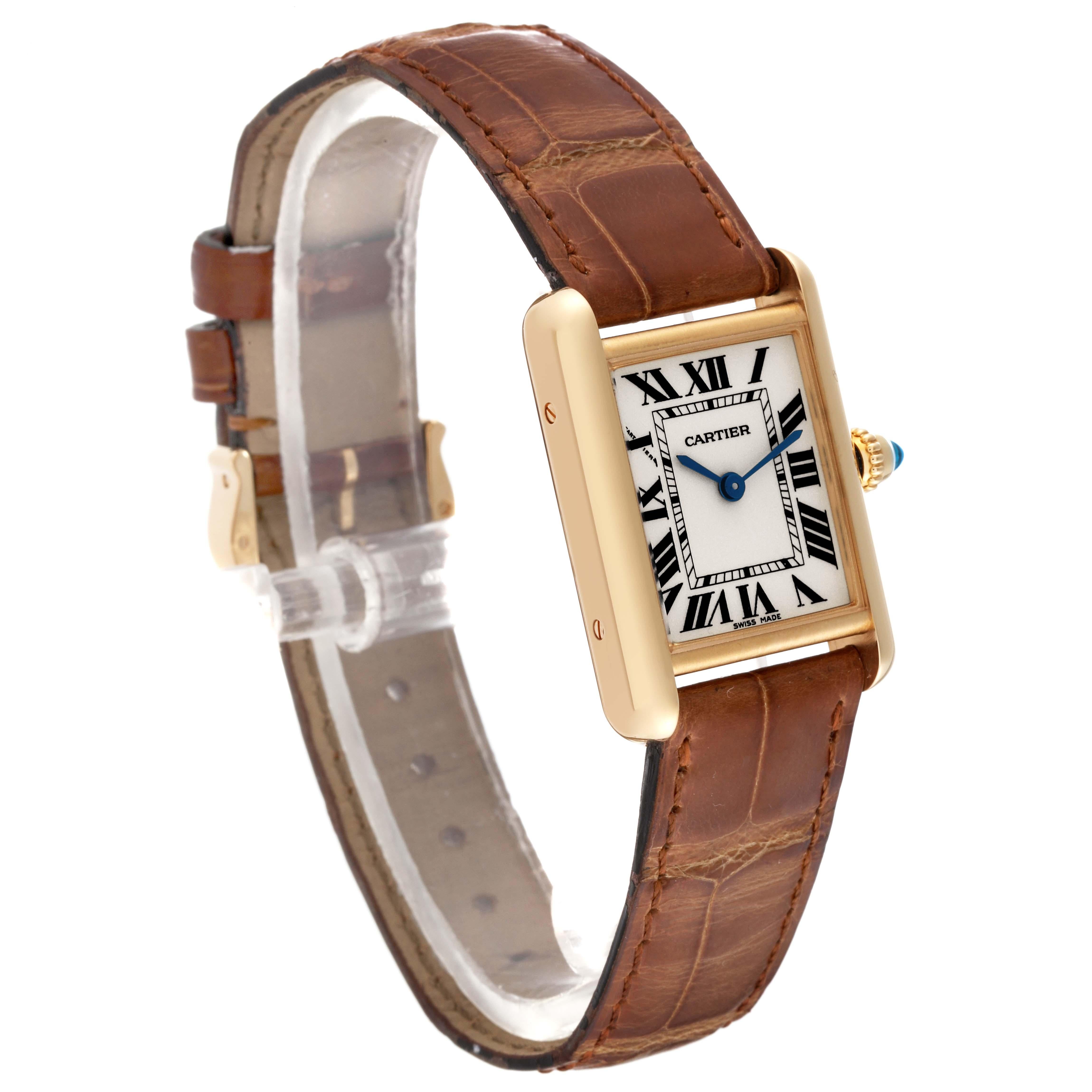 Cartier Tank Louis Small Yellow Gold Brown Strap Ladies Watch W1529856 Papers 6