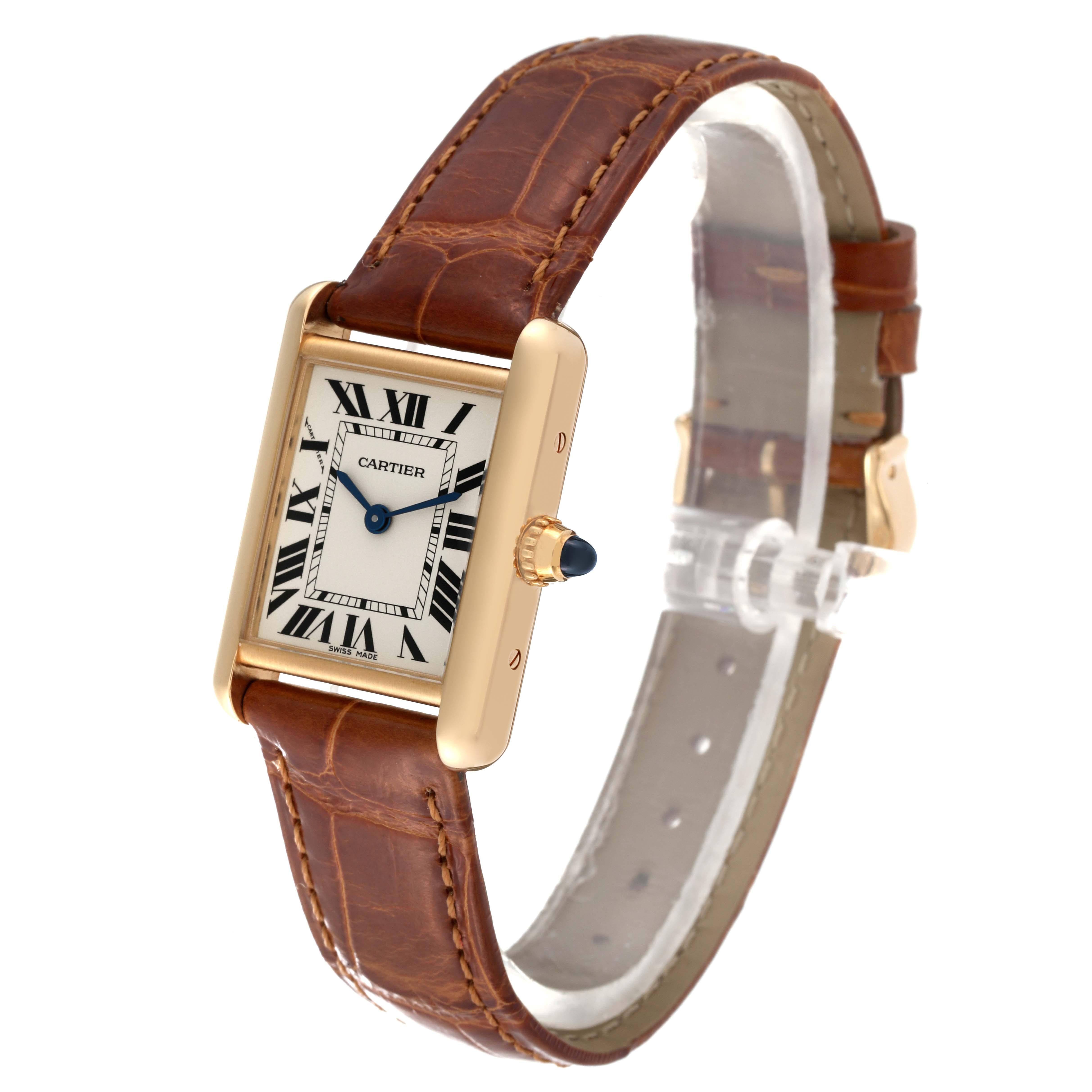 Cartier Tank Louis Small Yellow Gold Brown Strap Ladies Watch W1529856 Papers 3