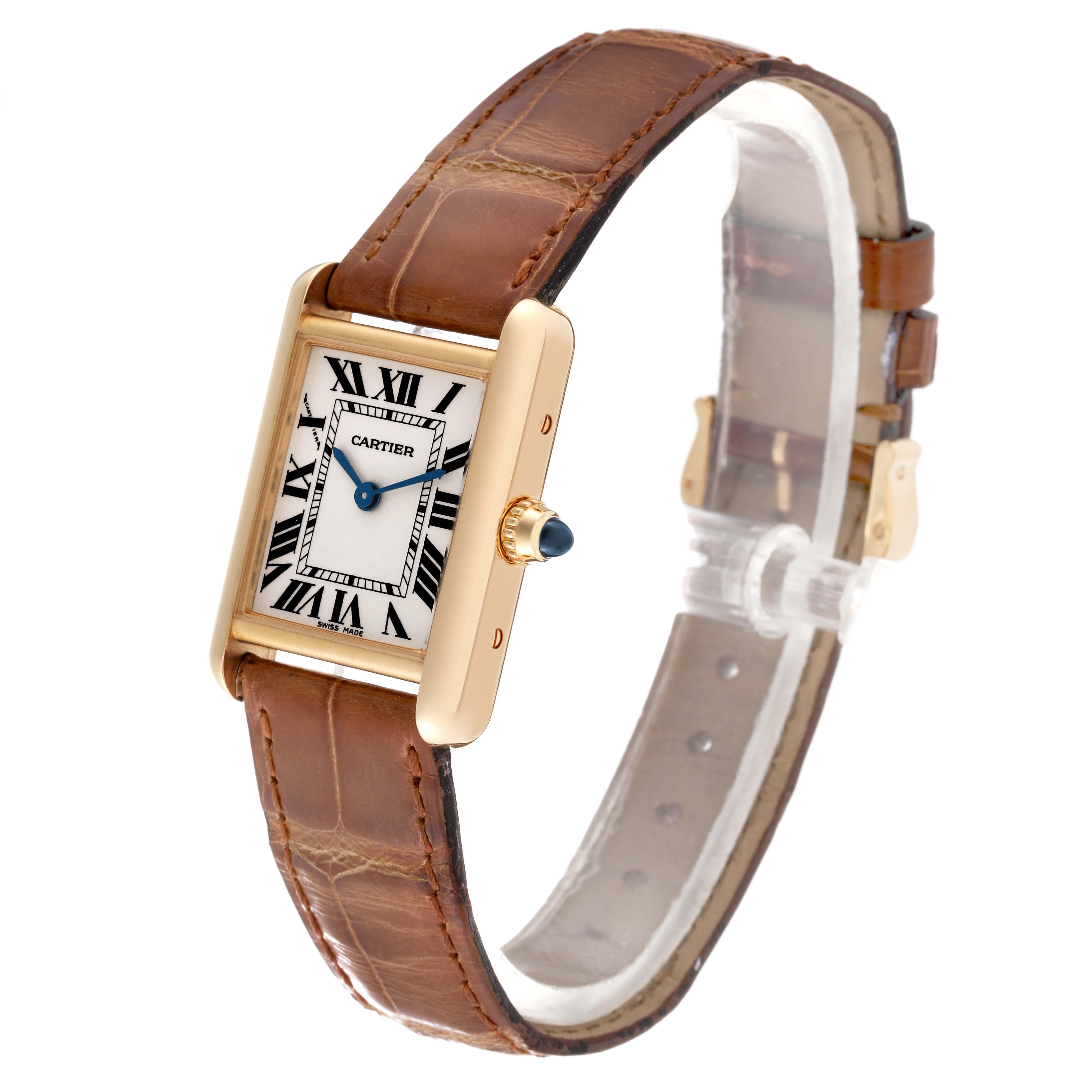 Cartier Tank Louis Small Yellow Gold Brown Strap Ladies Watch W1529856 Papers 5