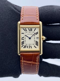 Cartier Tank Louis W1529756 18K Yellow Gold Mens Watch Box Papers