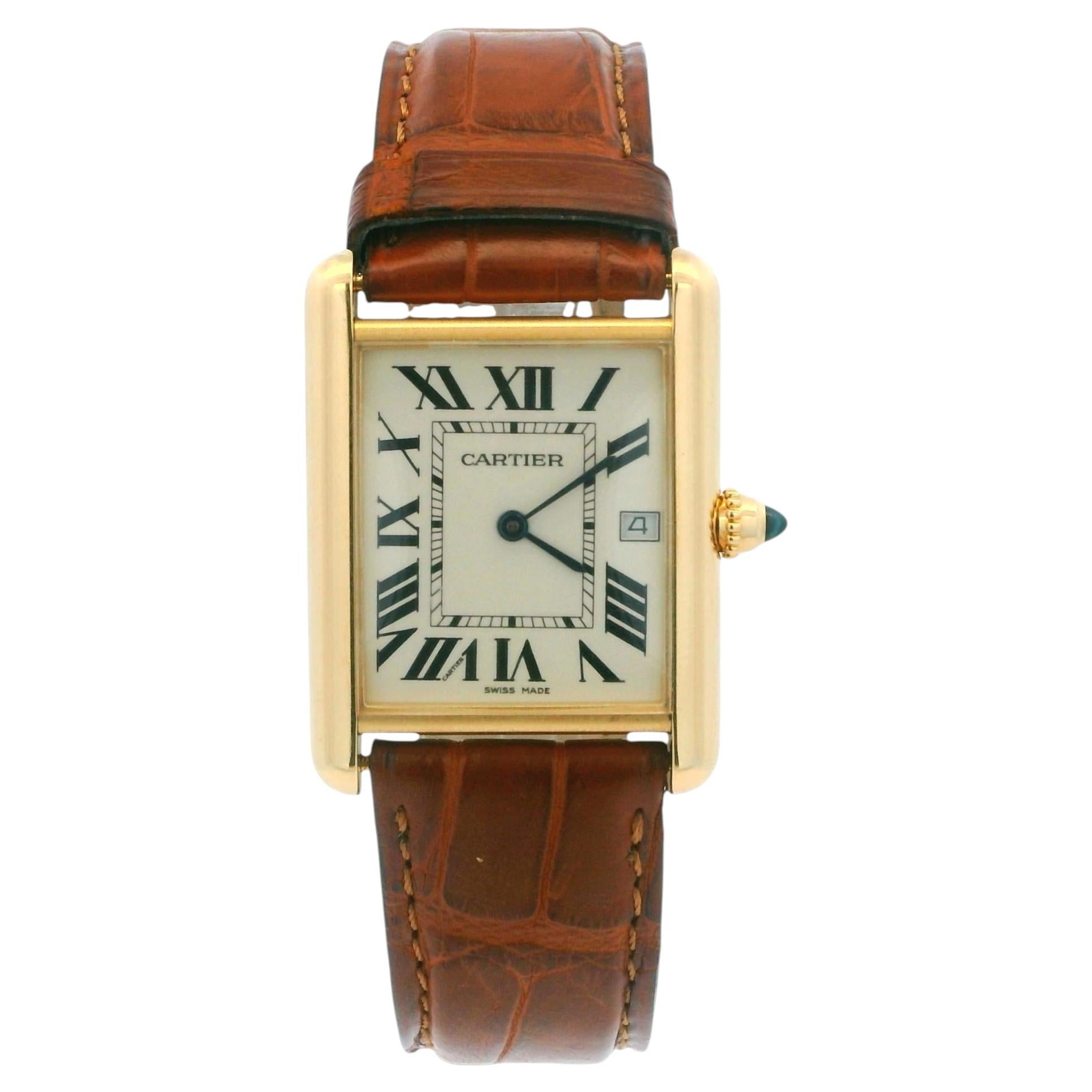 Cartier Tank Louis W1529756 18K Yellow Gold Watch For Sale