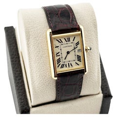 Cartier Tank Louis W1529756 Ref 2241 18K Yellow Gold Leather Strap Box Papers