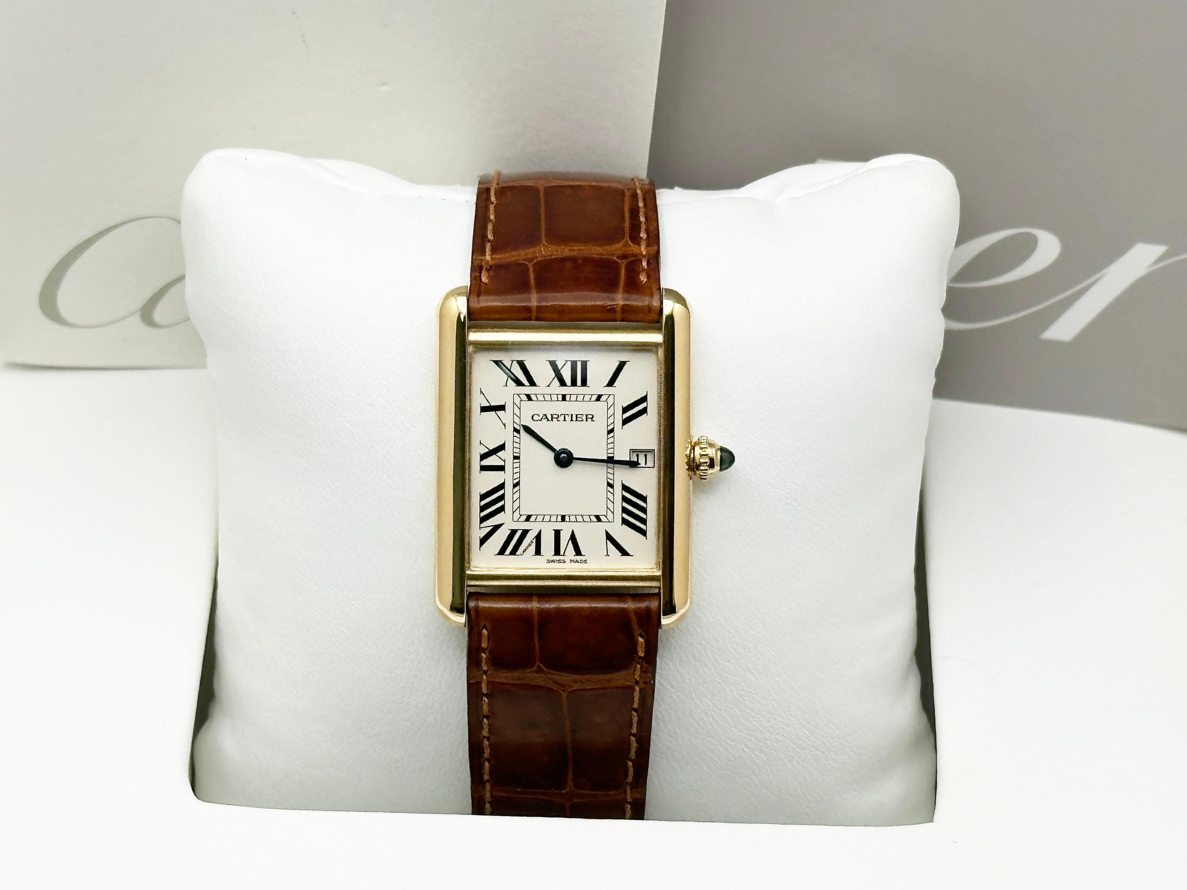 Cartier Tank Louis W1529756 Ref 2441 Oro giallo 18 carati Scatola Carta 2025 Servizio in vendita 2