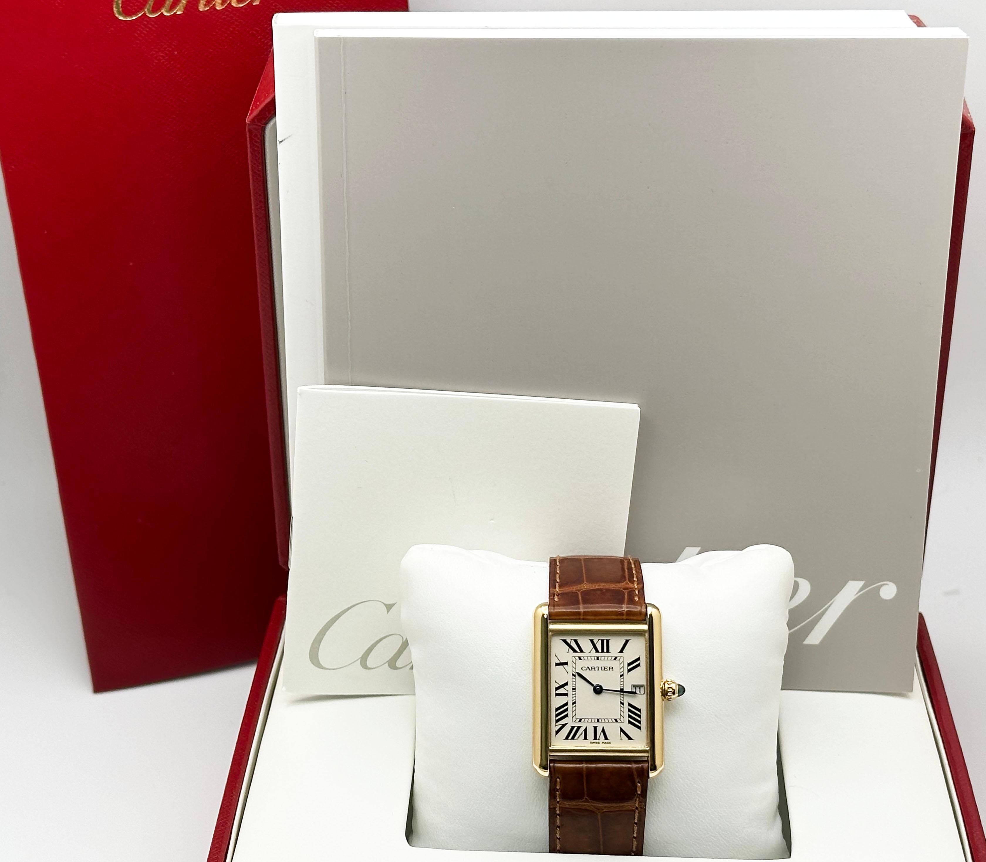 Cartier Tank Louis W1529756 Ref 2441 Oro giallo 18 carati Scatola Carta 2025 Servizio in vendita 3