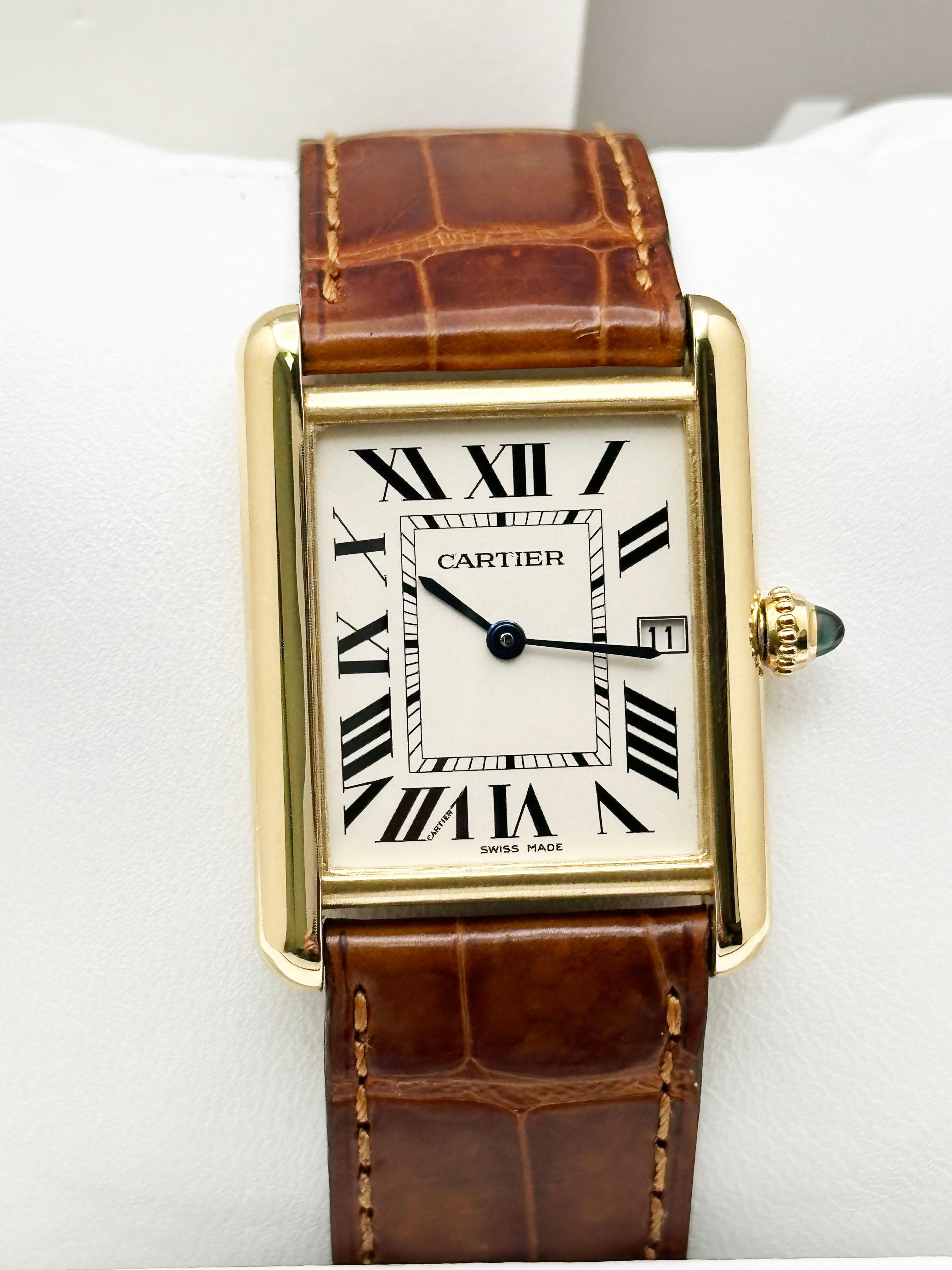 Cartier Tank Louis W1529756 Ref 2441 Oro giallo 18 carati Scatola Carta 2025 Servizio in vendita 4