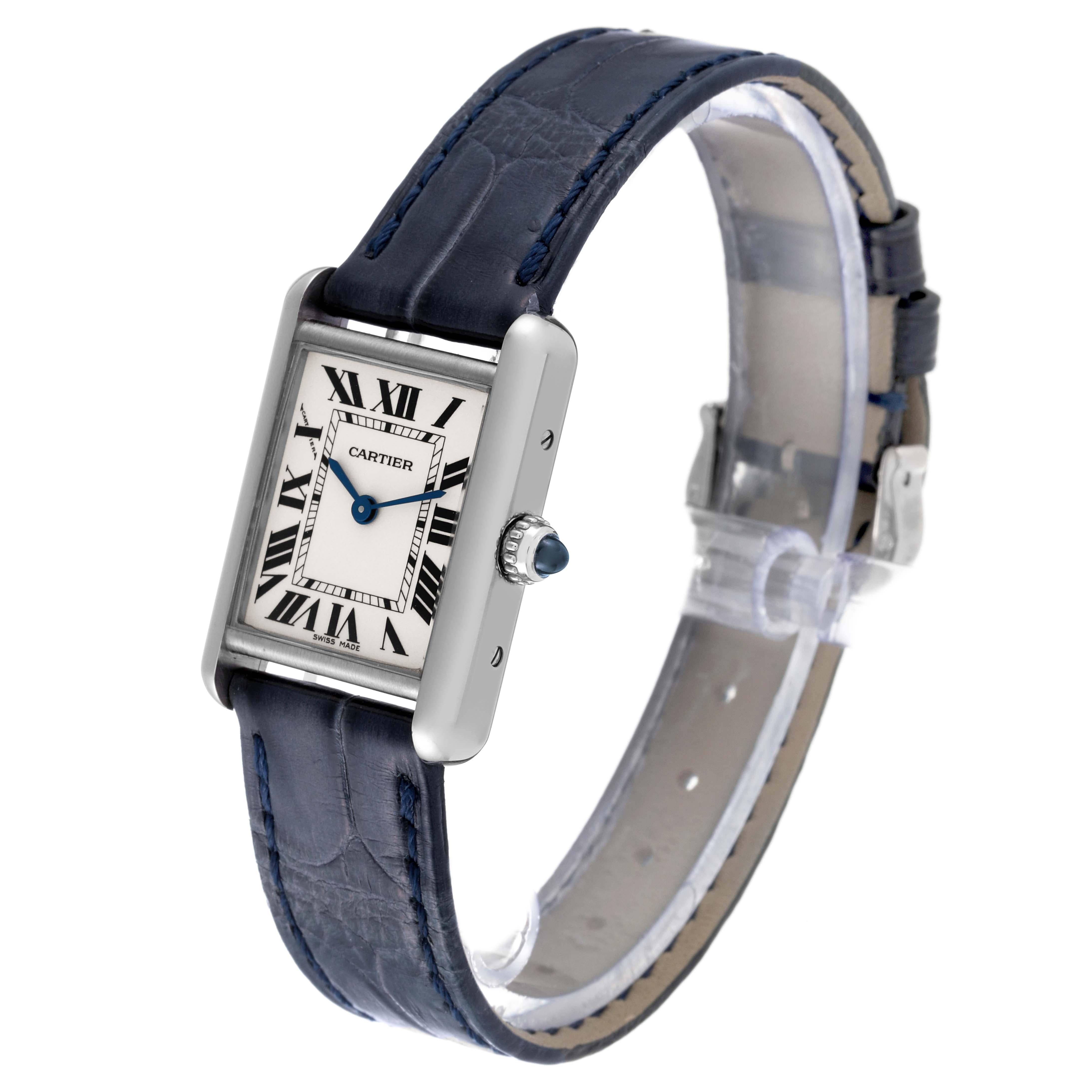 Cartier Tank Louis White Gold Blue Strap Ladies Watch W1541056 For Sale 3