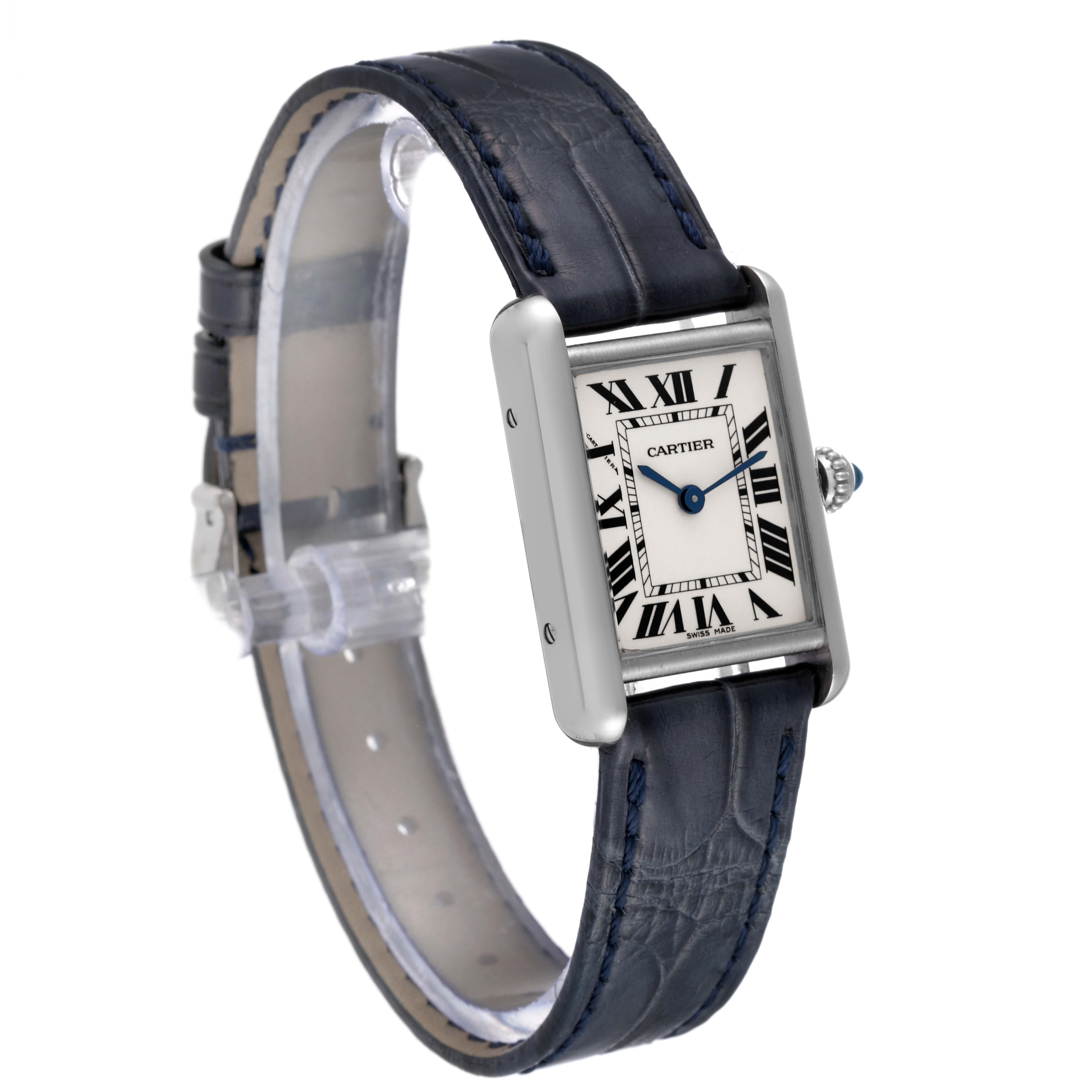 Cartier Tank Louis White Gold Blue Strap Ladies Watch W1541056 For Sale 5
