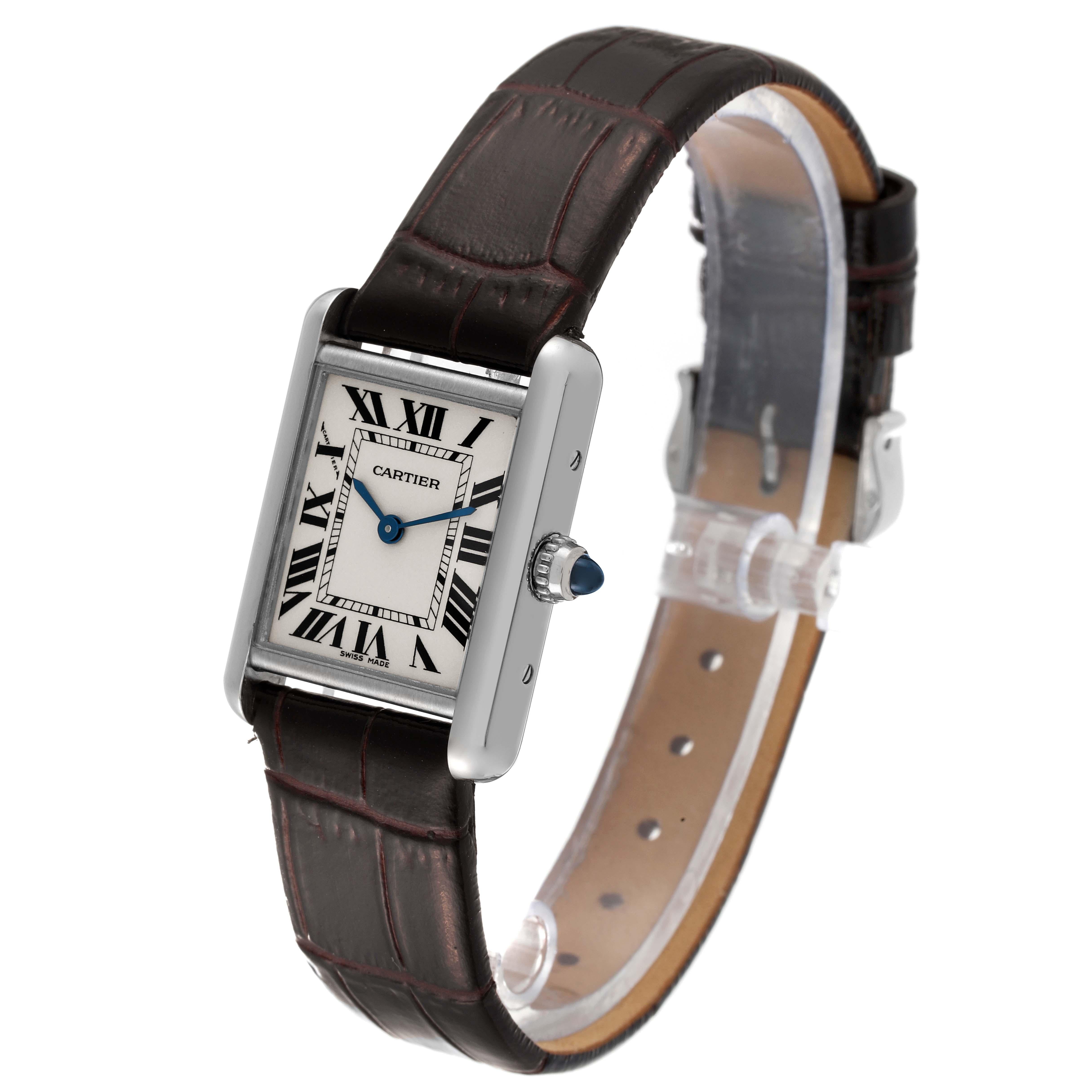 Women's Cartier Tank Louis White Gold Brown Strap Ladies Watch W1541056 For Sale