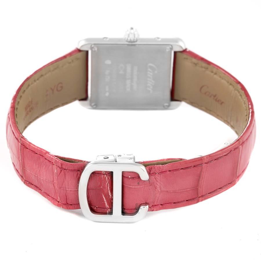 Cartier Montre Tank Louis à bracelet en or blanc et diamants roses avec carte WJTA0011 pour femmes en vente 3