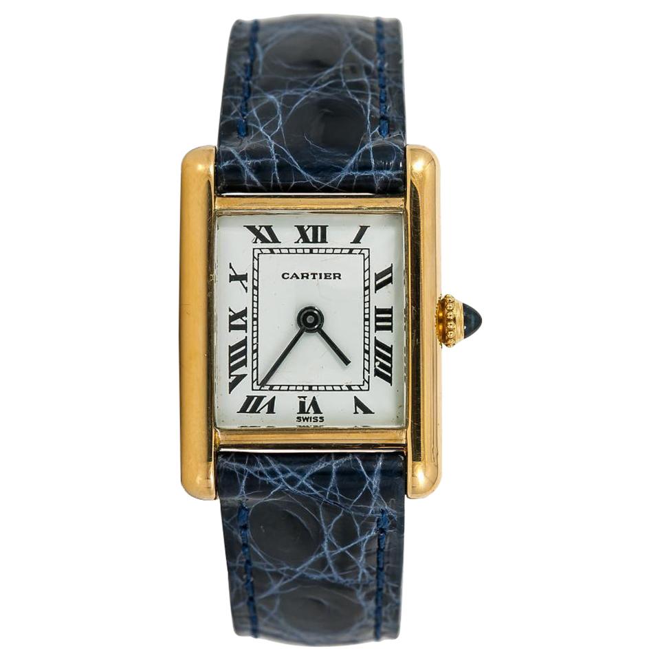 Cartier Tank Louis Womens Vintage Hand Winding Watch 18 Karat Yellow Gold