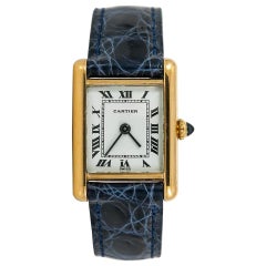 Cartier Tank Louis Womens Retro Hand Winding Watch 18 Karat Yellow Gold