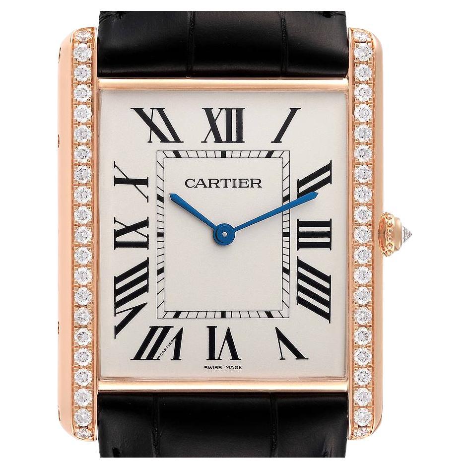 Cartier Tank Louis XL 18k Rose Gold Diamond Watch WT200005 For Sale