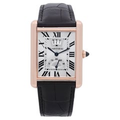 Cartier Tank Louis XL 18K Rose Gold Silver Dial Hand Wind Mens Watch W1560003