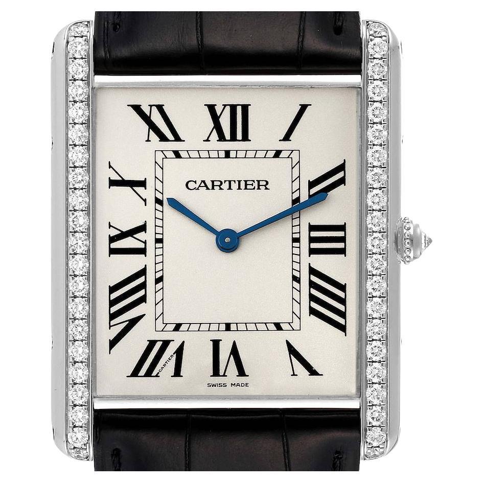 Cartier Tank Louis XL 18k White Gold Diamond Mens Watch Wt200006 For Sale