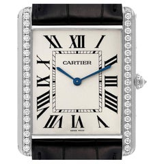 Cartier Tank Louis XL 18k White Gold Diamond Mens Watch Wt200006