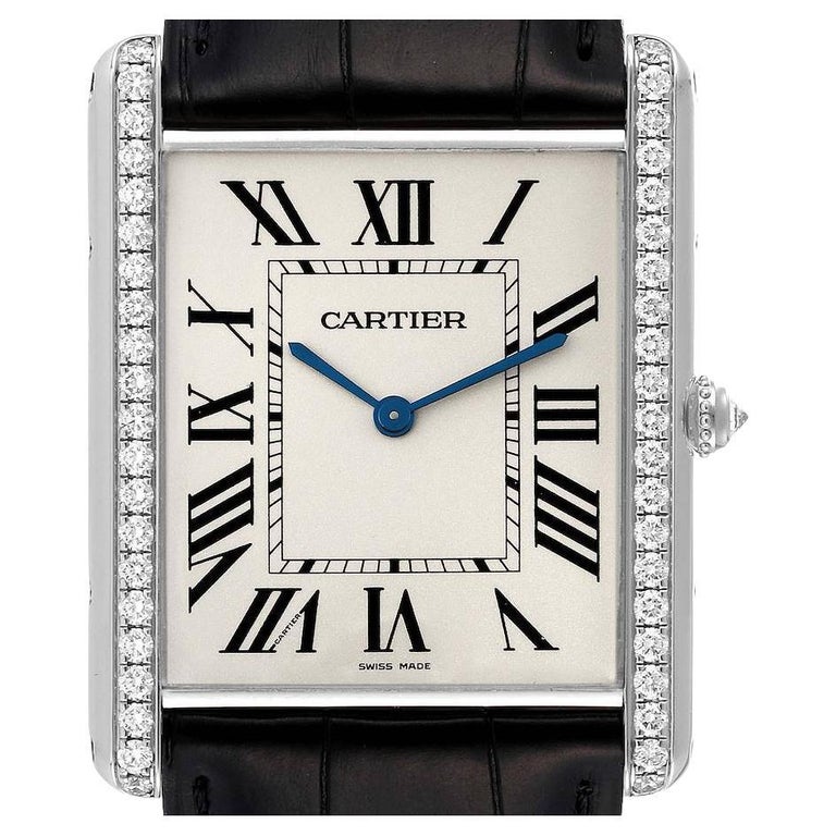 Cartier Tank Louis 18k White Gold Burgundy Strap Ladies Watch W1541056