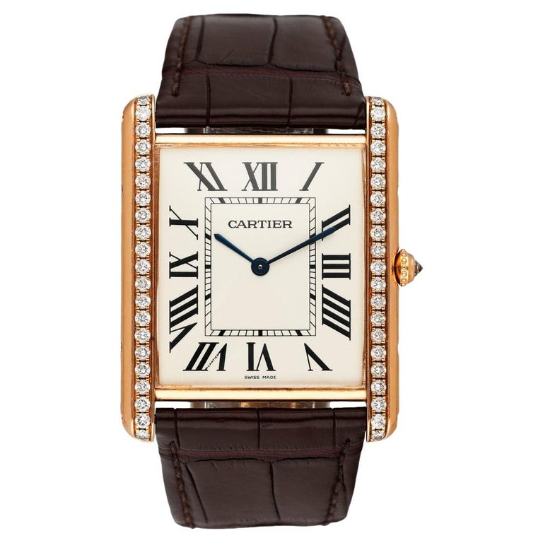Cartier Montre Tank Louis XL en or rose 18 carats avec diamants, pour hommes, WT200005 En vente