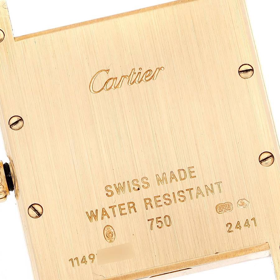 Cartier Tank Louis Yellow Gold Black Strap Mens Watch W1529756 Card In Excellent Condition In Atlanta, GA
