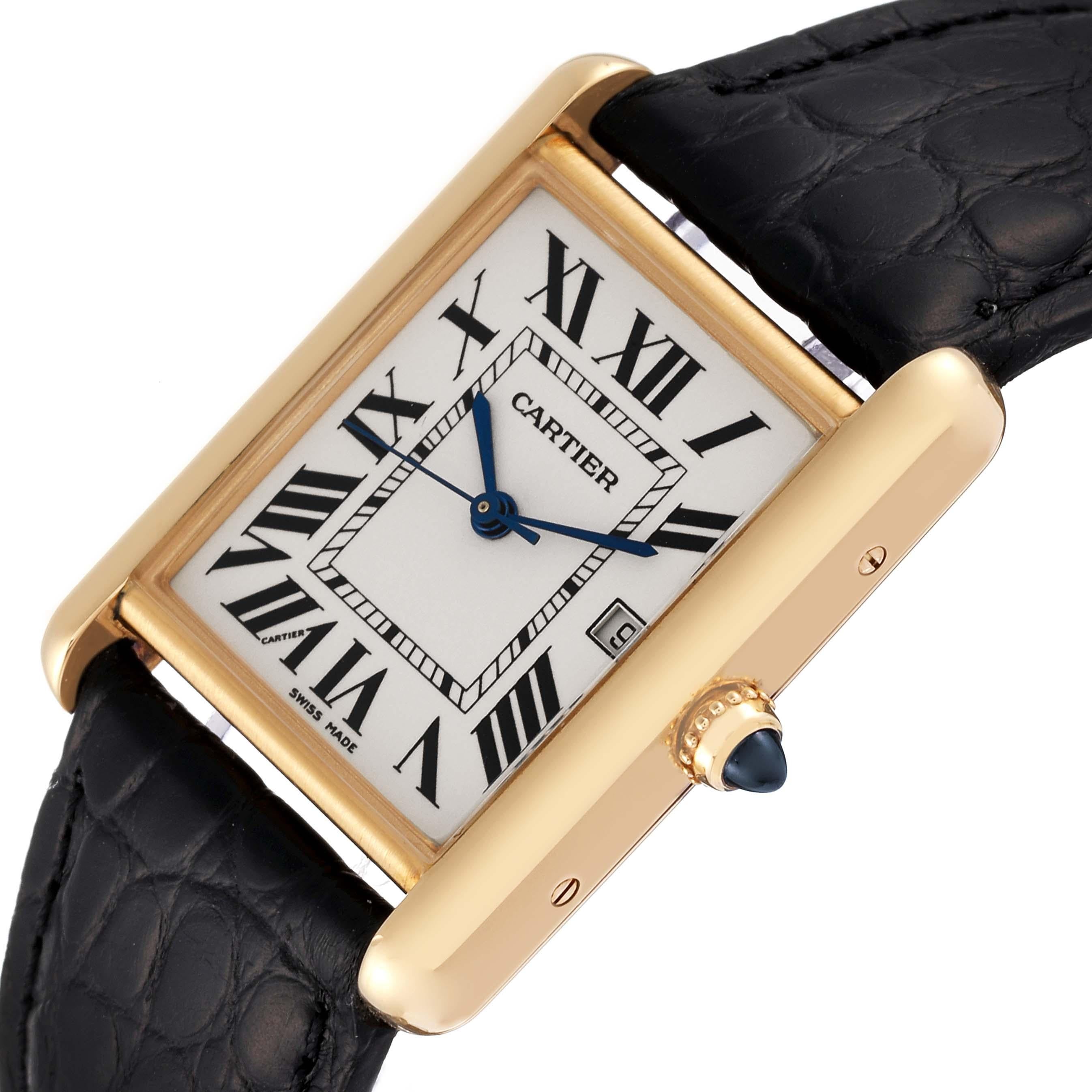 mens cartier watch brown leather strap