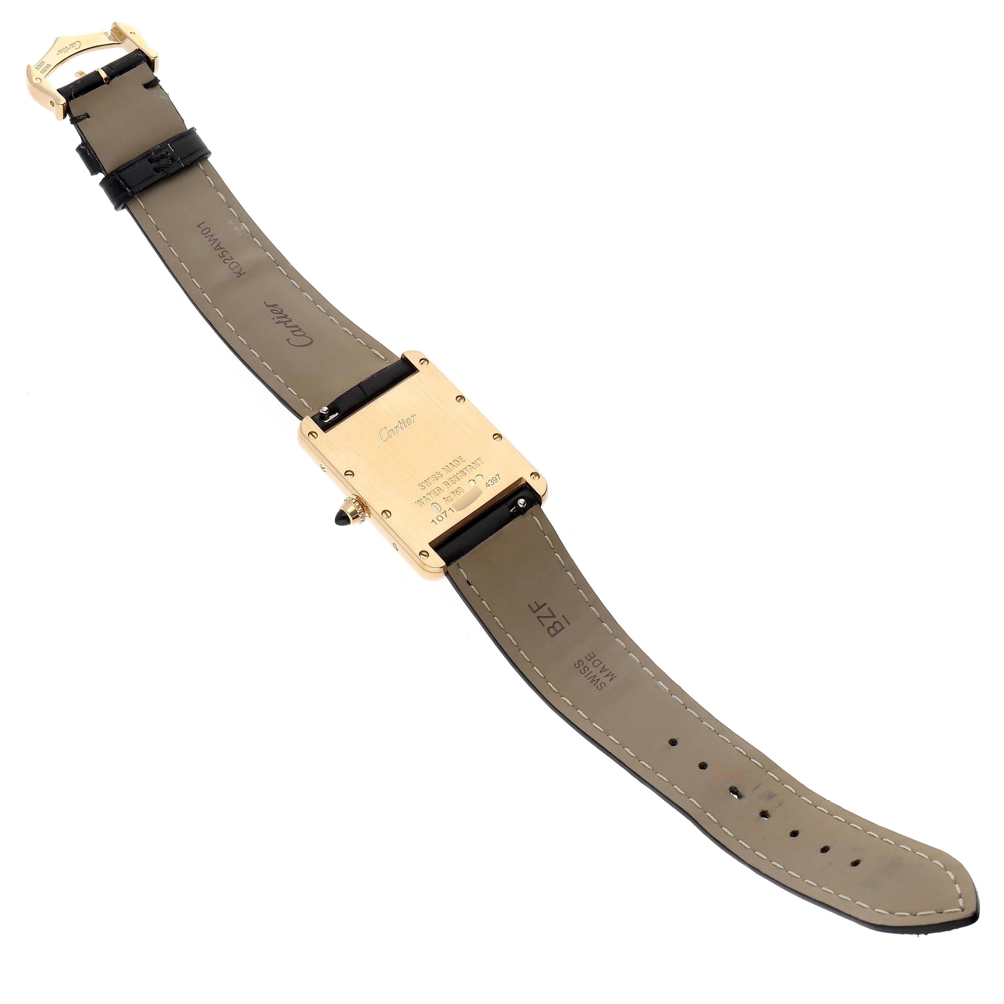 Cartier Tank Louis Yellow Gold Black Strap Mens Watch WGTA0067 Card For Sale 6
