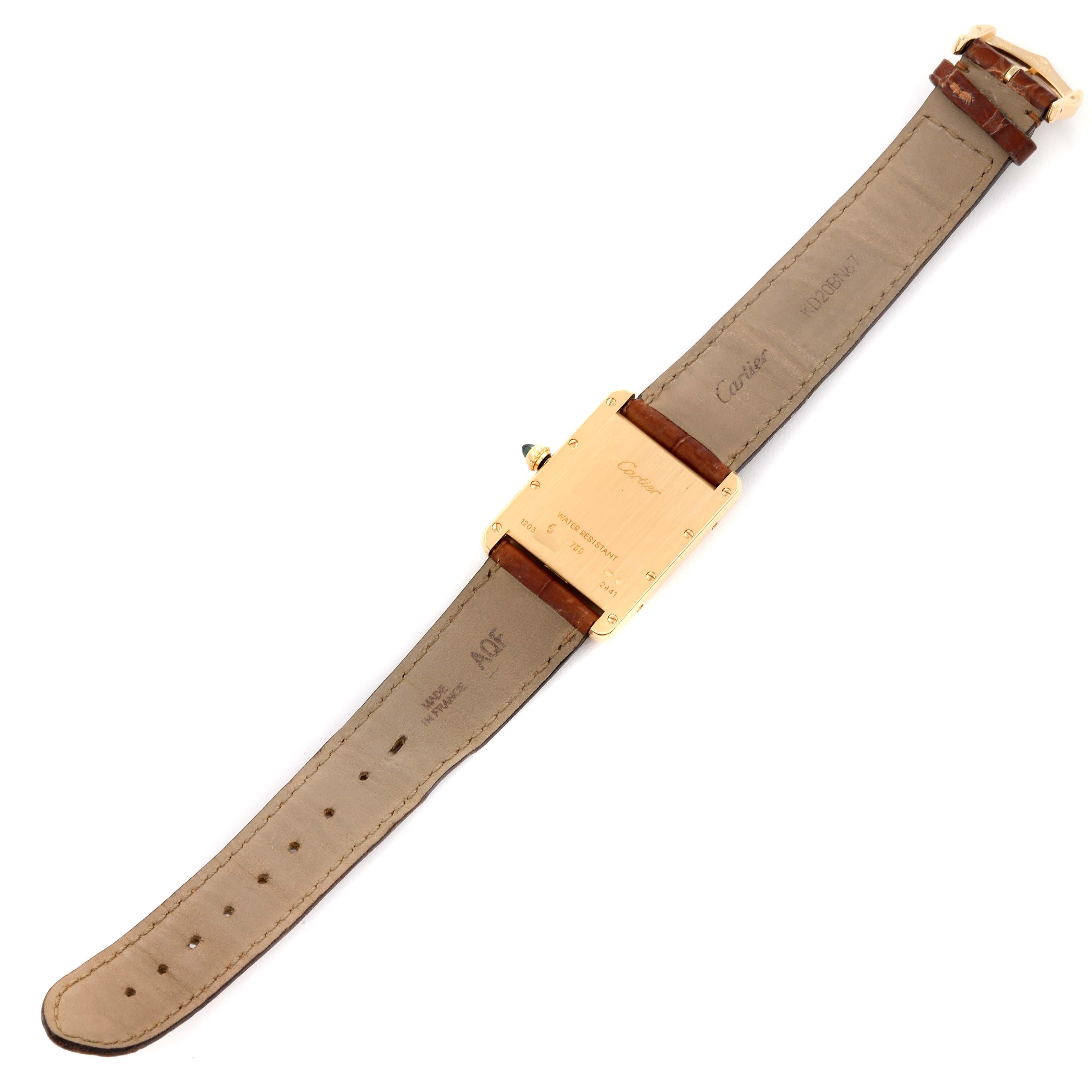 Cartier Tank Louis Yellow Gold Brown Leather Strap Mens Watch W1529756 Card 6
