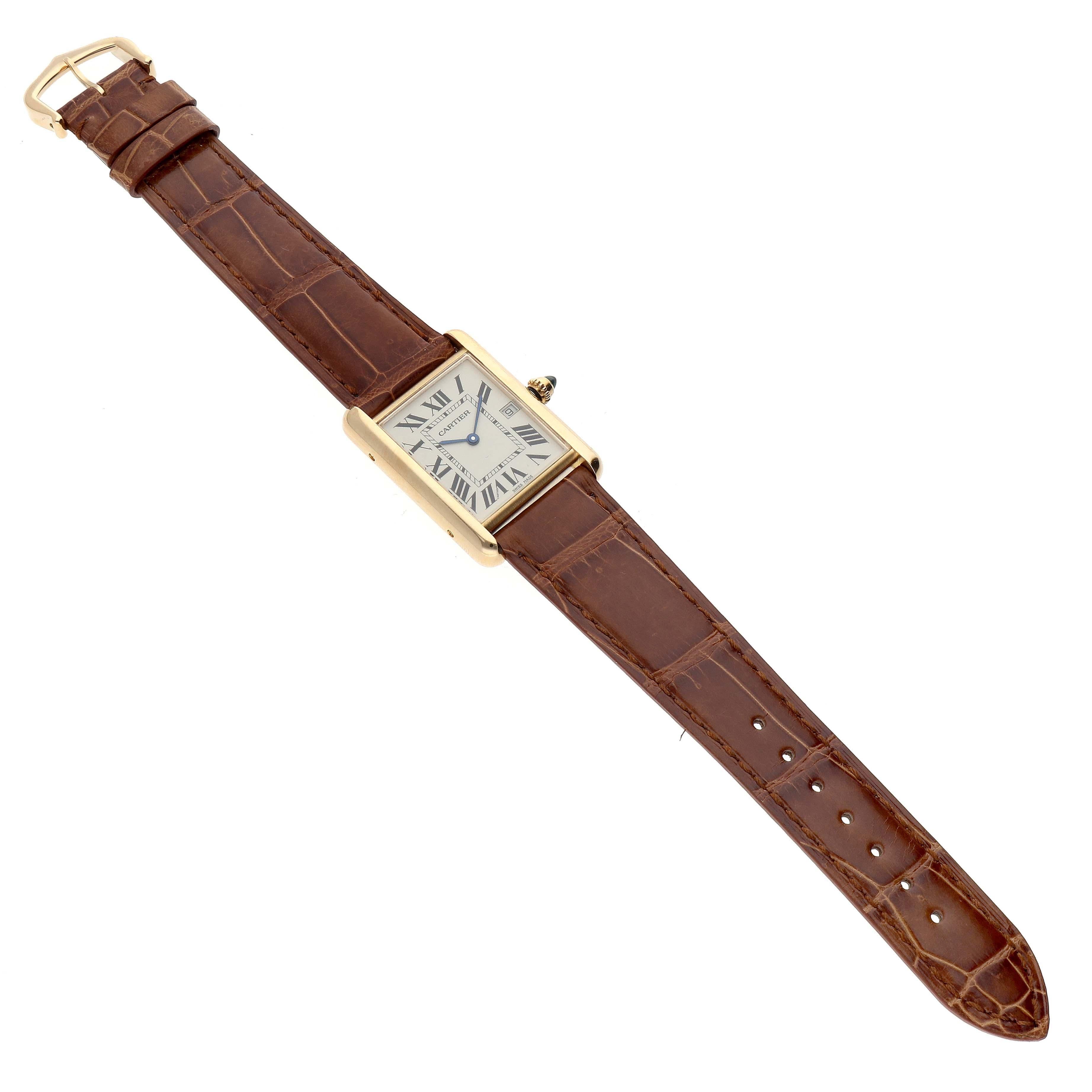 Cartier Tank Louis Yellow Gold Brown Leather Strap Mens Watch W1529756 Card 5