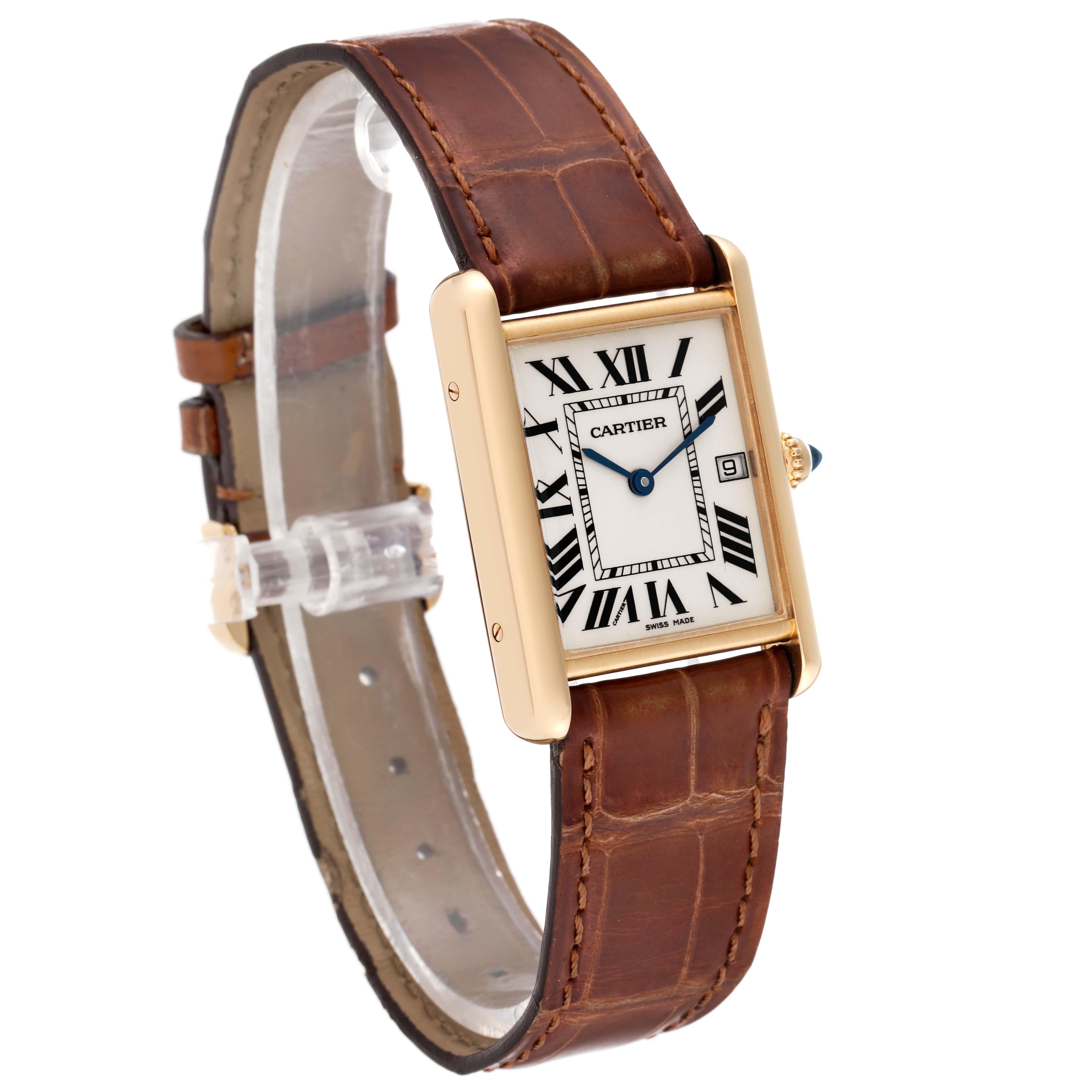 Cartier Tank Louis Yellow Gold Brown Leather Strap Mens Watch W1529756 4