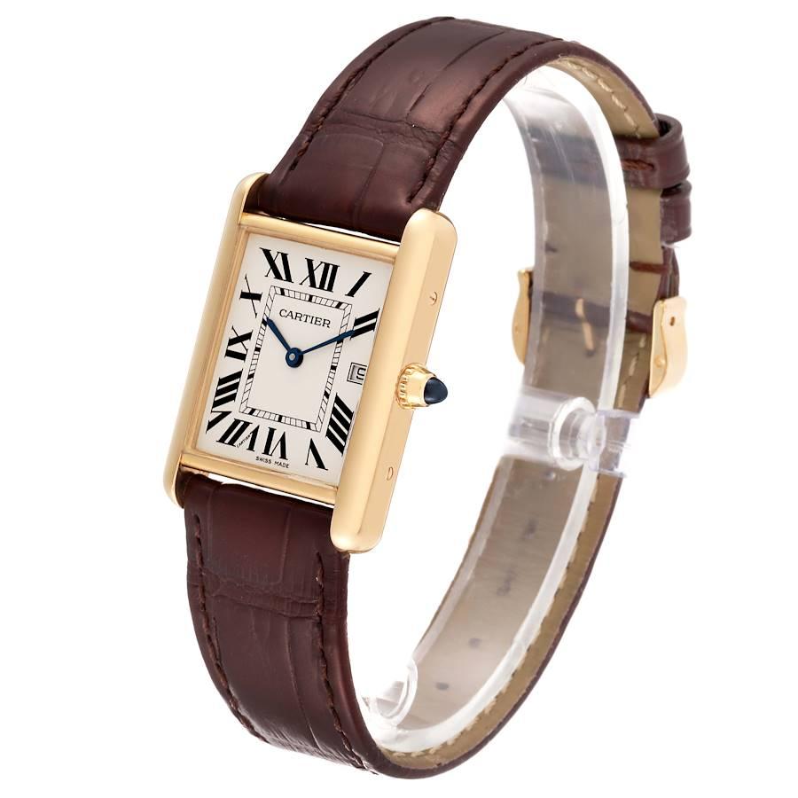 Cartier Tank Louis Gelbgold Brown Strap Herrenuhr W1529756 1