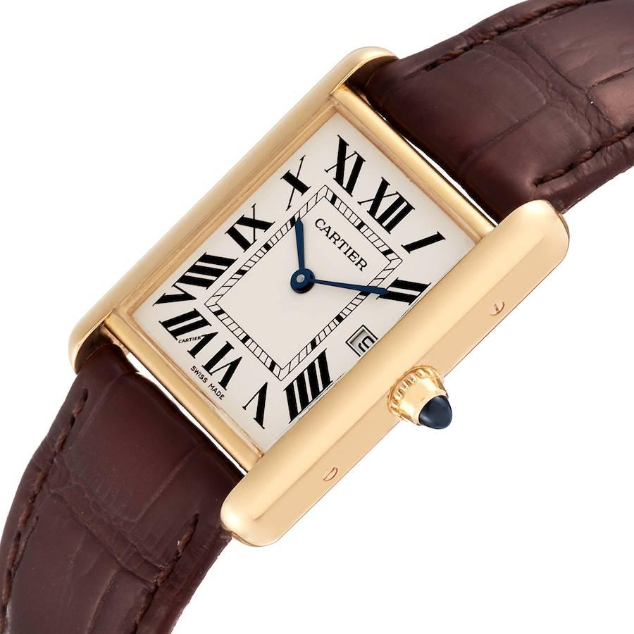 Cartier Tank Louis Gelbgold Brown Strap Herrenuhr W1529756 2