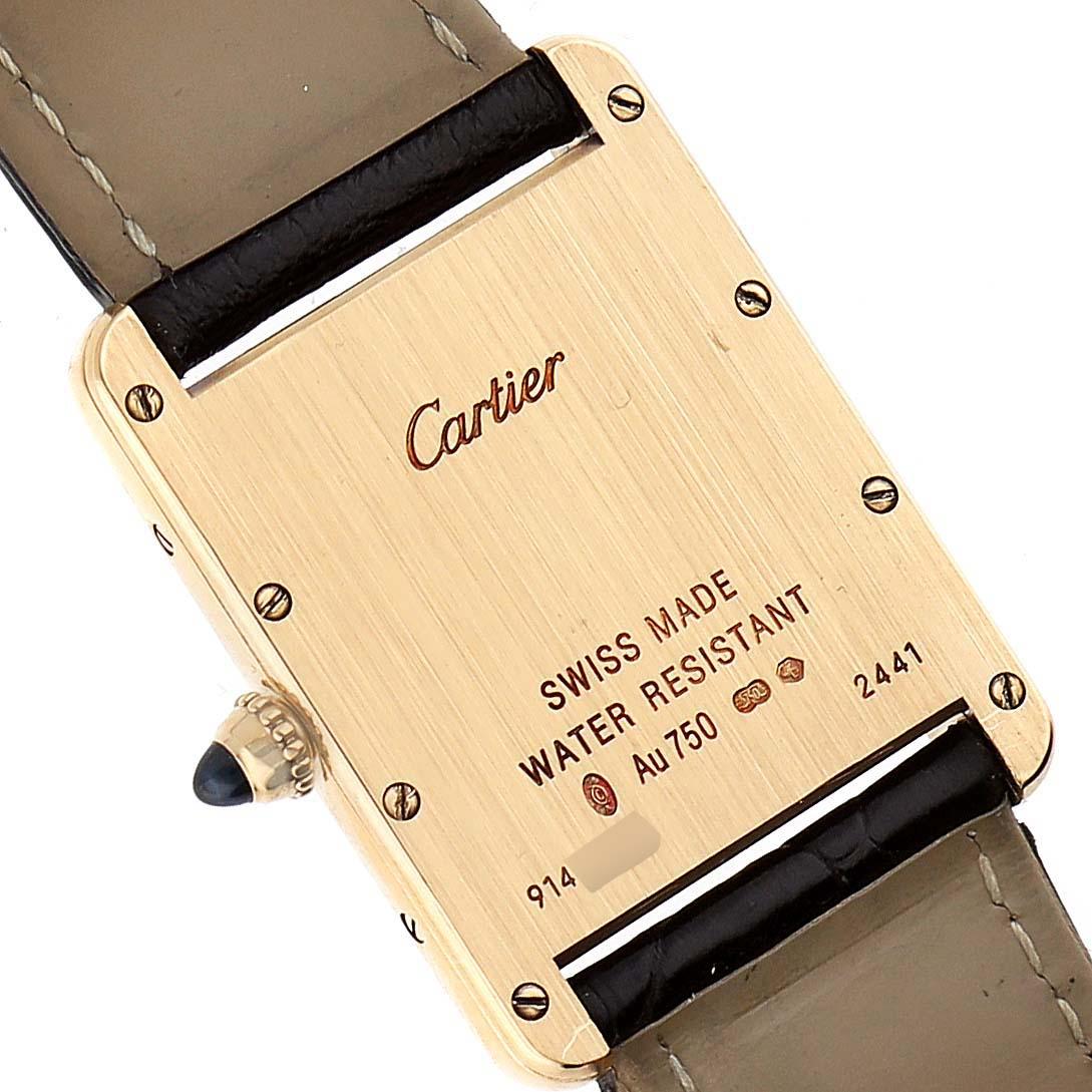 Cartier Tank Louis Or Jaune Bracelet Brown Montre Homme W1529756 Excellent état à Atlanta, GA