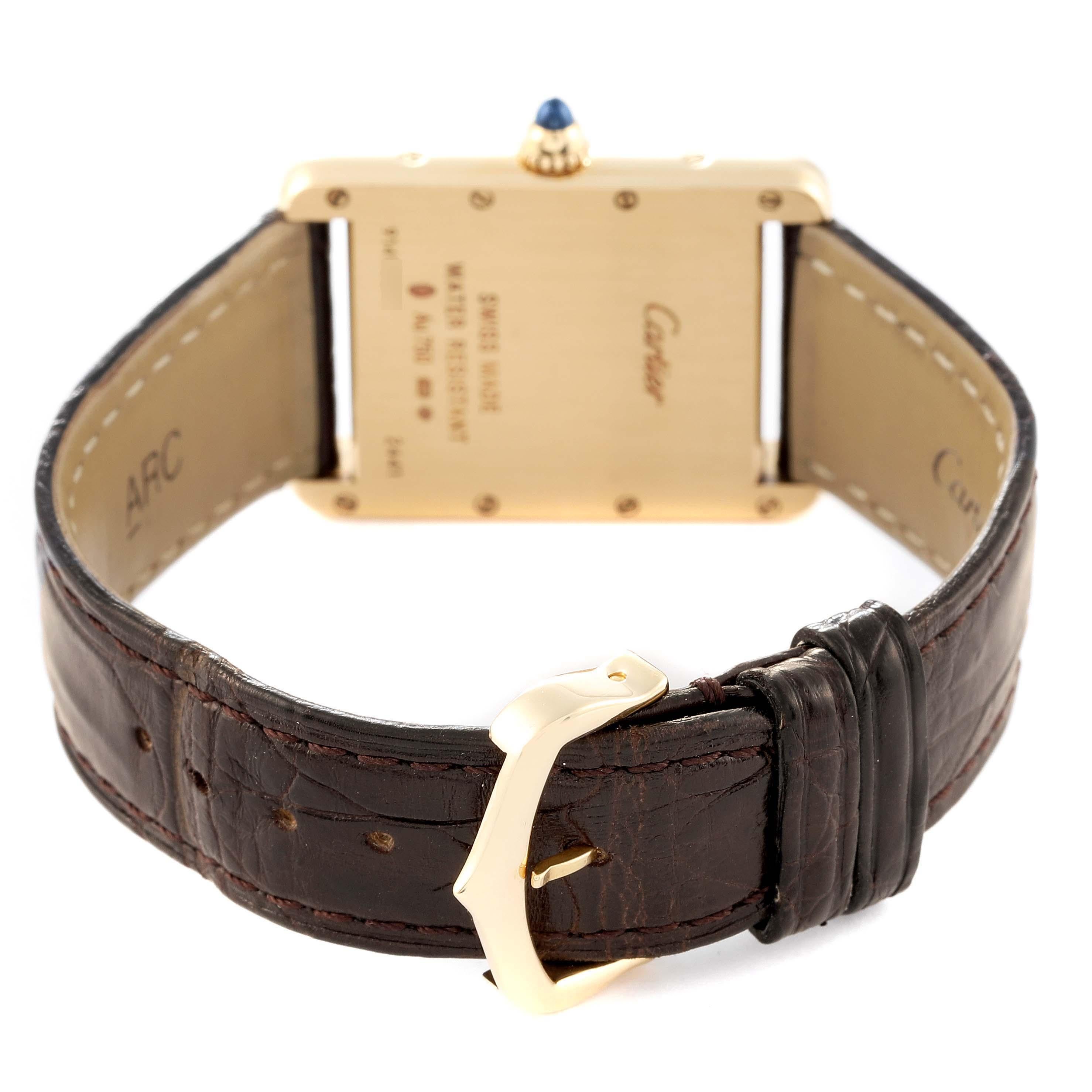  Cartier Tank Louis Or Jaune Bracelet Brown Montre Homme W1529756 Pour hommes 