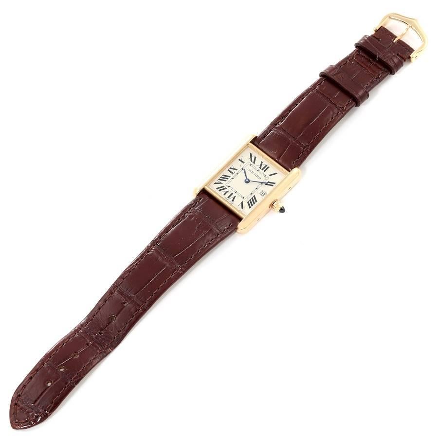 Cartier Tank Louis Gelbgold Brown Strap Herrenuhr W1529756 5