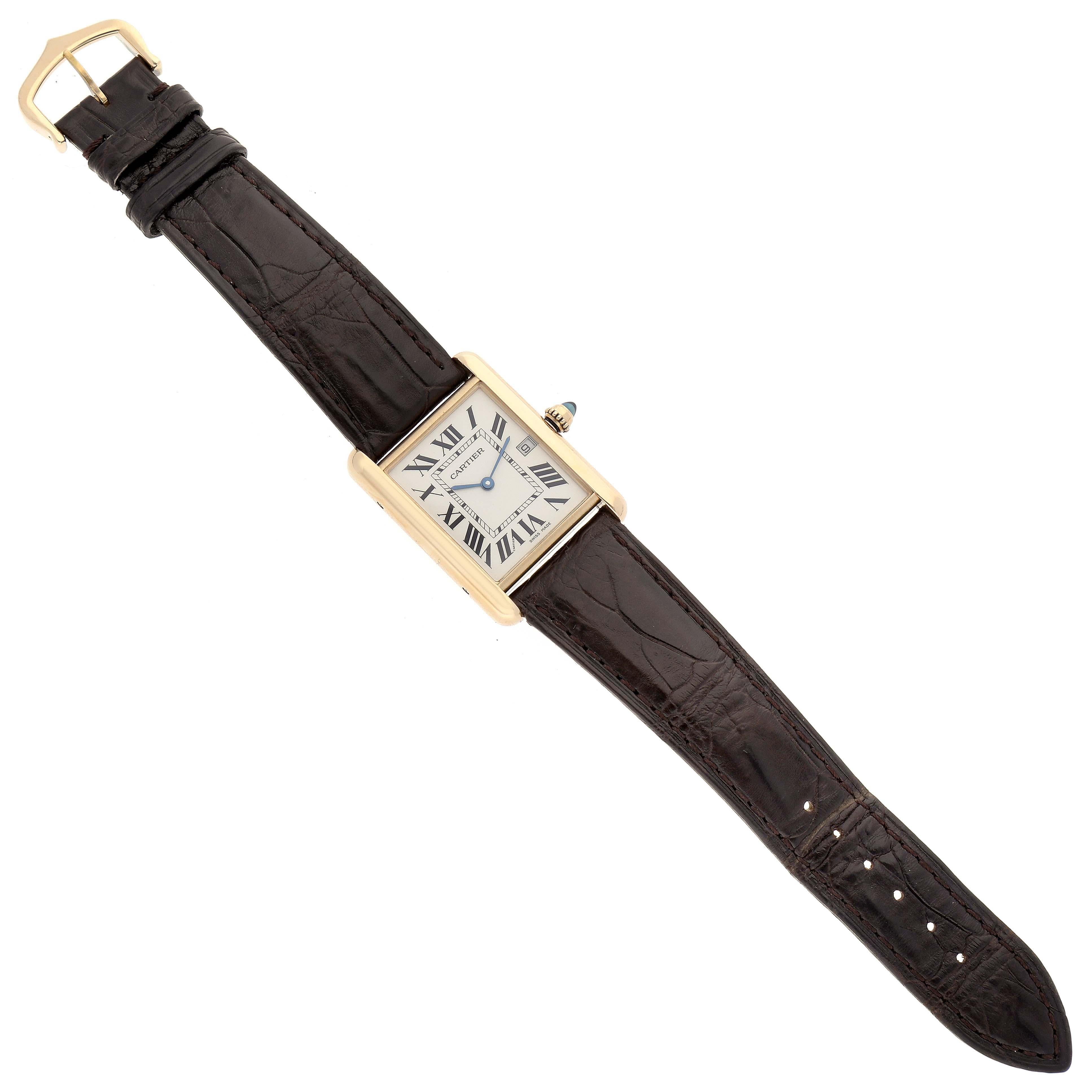 Cartier Tank Louis Or Jaune Bracelet Brown Montre Homme W1529756 1